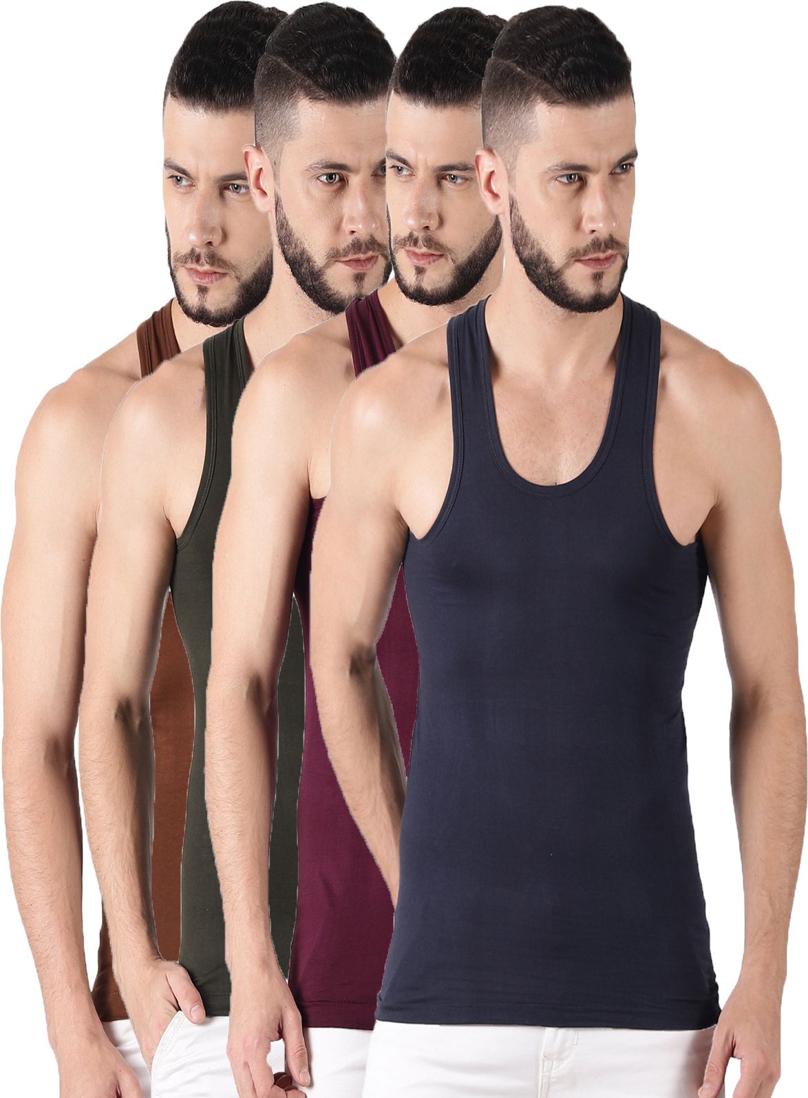 Pack of 4 Dollar Lehar Men Combed Cotton Round Neck Vest -Pack of 4- Colour may Vary Men Vest-picture-28