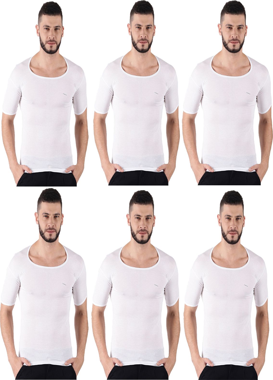 Pack of 6 Dollar Lehar Combed Cotton Men's White Vest Men Vest-picture-20