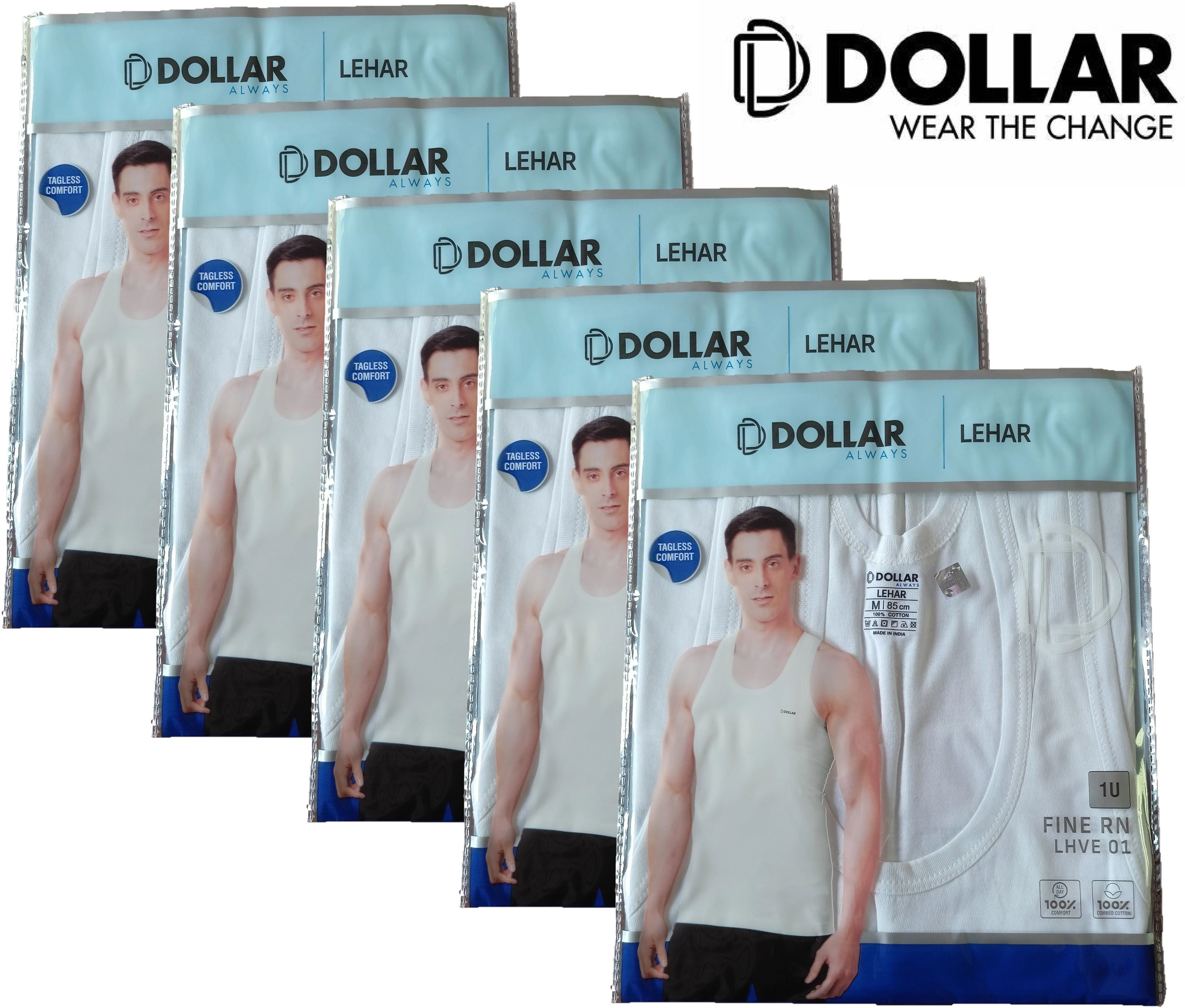 Pack of 5 Men Combed Cotton Round Neck Vest -Pack of 5- White Men Vest-image-5