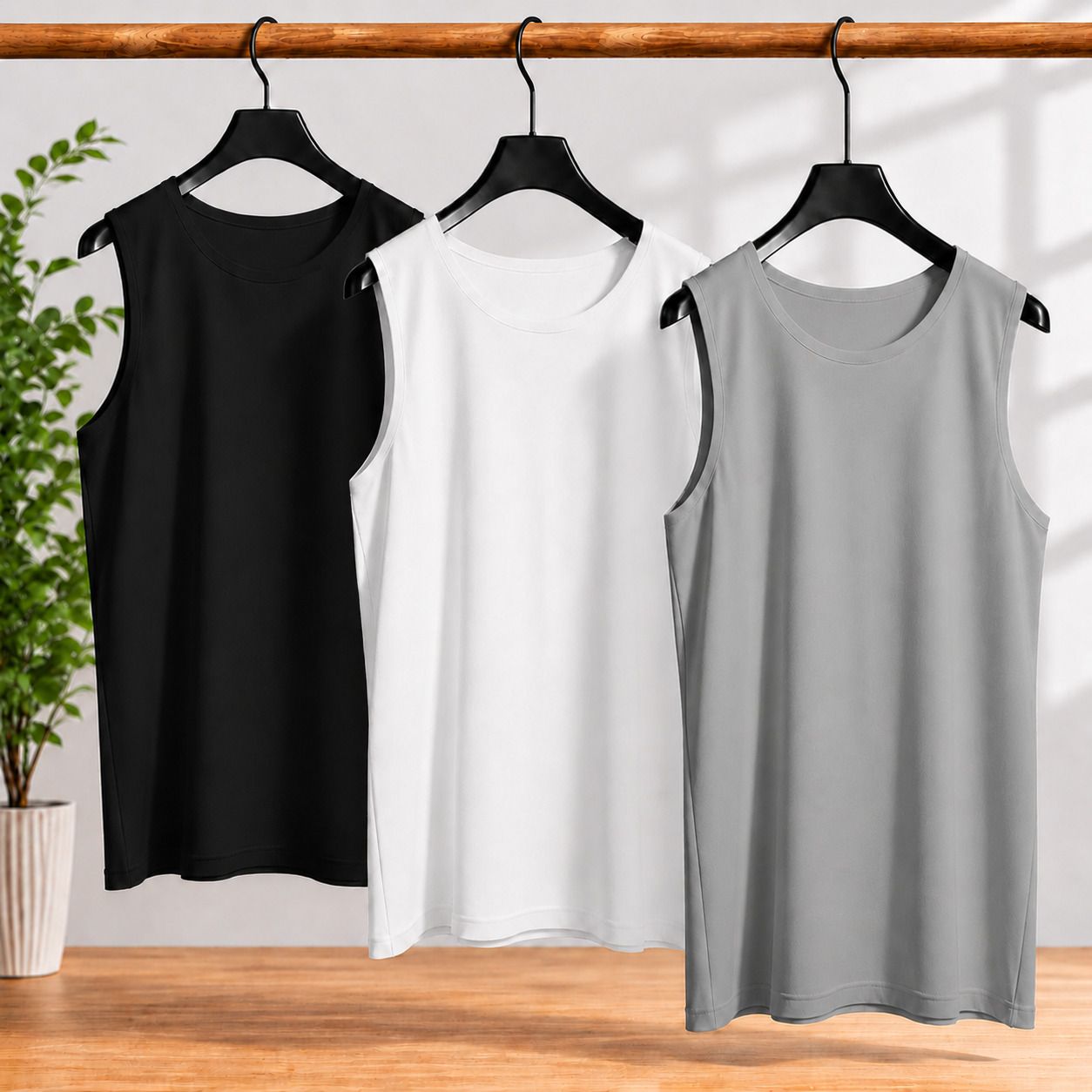 attirelane Pack of 3 Solid Polyster Sando For Men Vest-picture-13