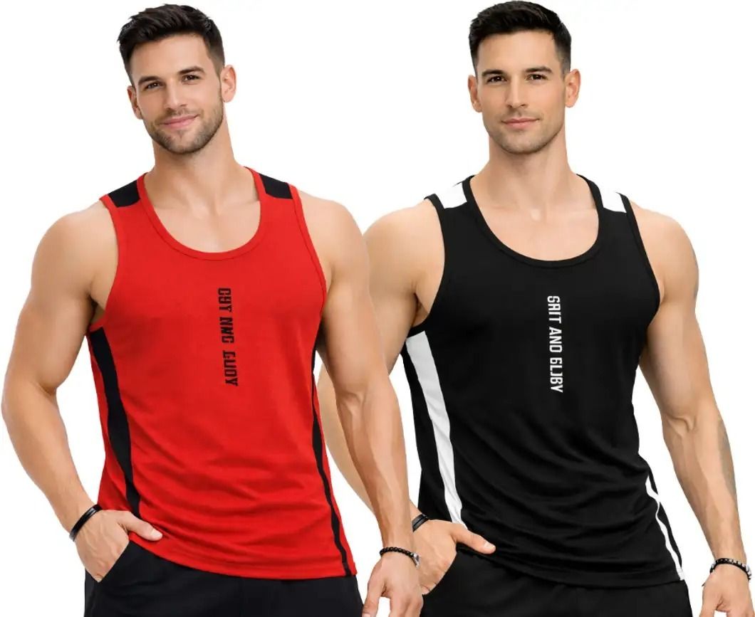 sagastyle Pack of 2 Men's Sleeveless Quick-Dry Gym Tank Top Breathable Workout Vest for Running Men Vest-picture-0