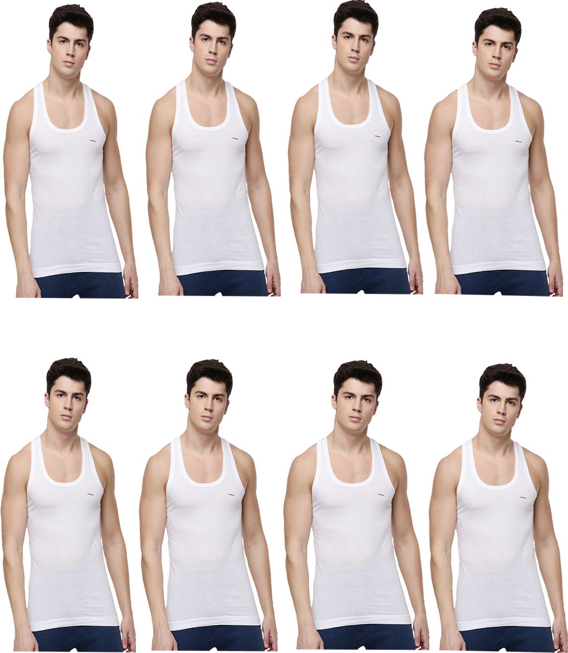 Pack of 8 Dollar Lehar Combed Cotton Men's White Vest Men Vest-picture-15
