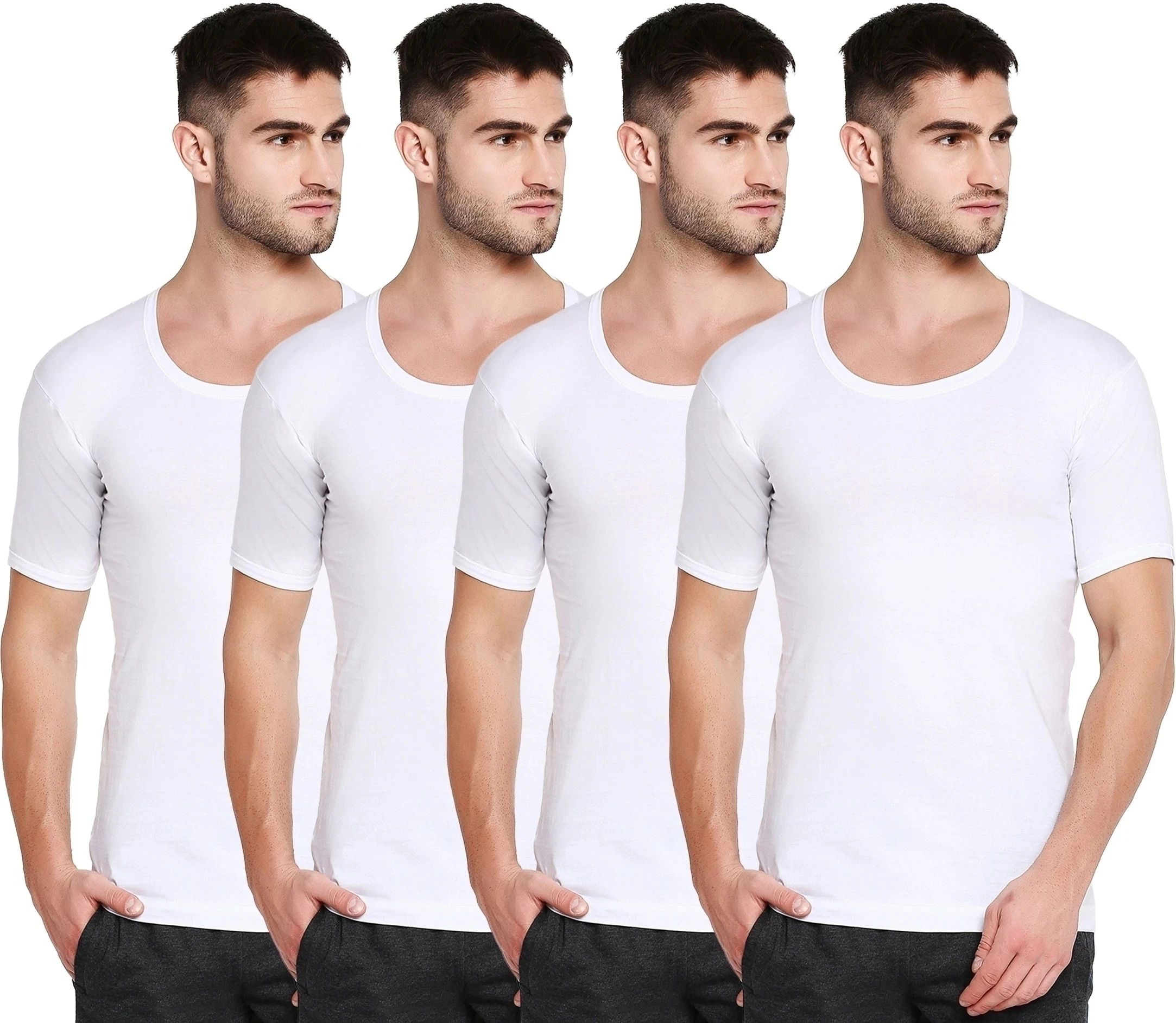 poomer Pack of 4 Men White Vest Men Vest-picture-13