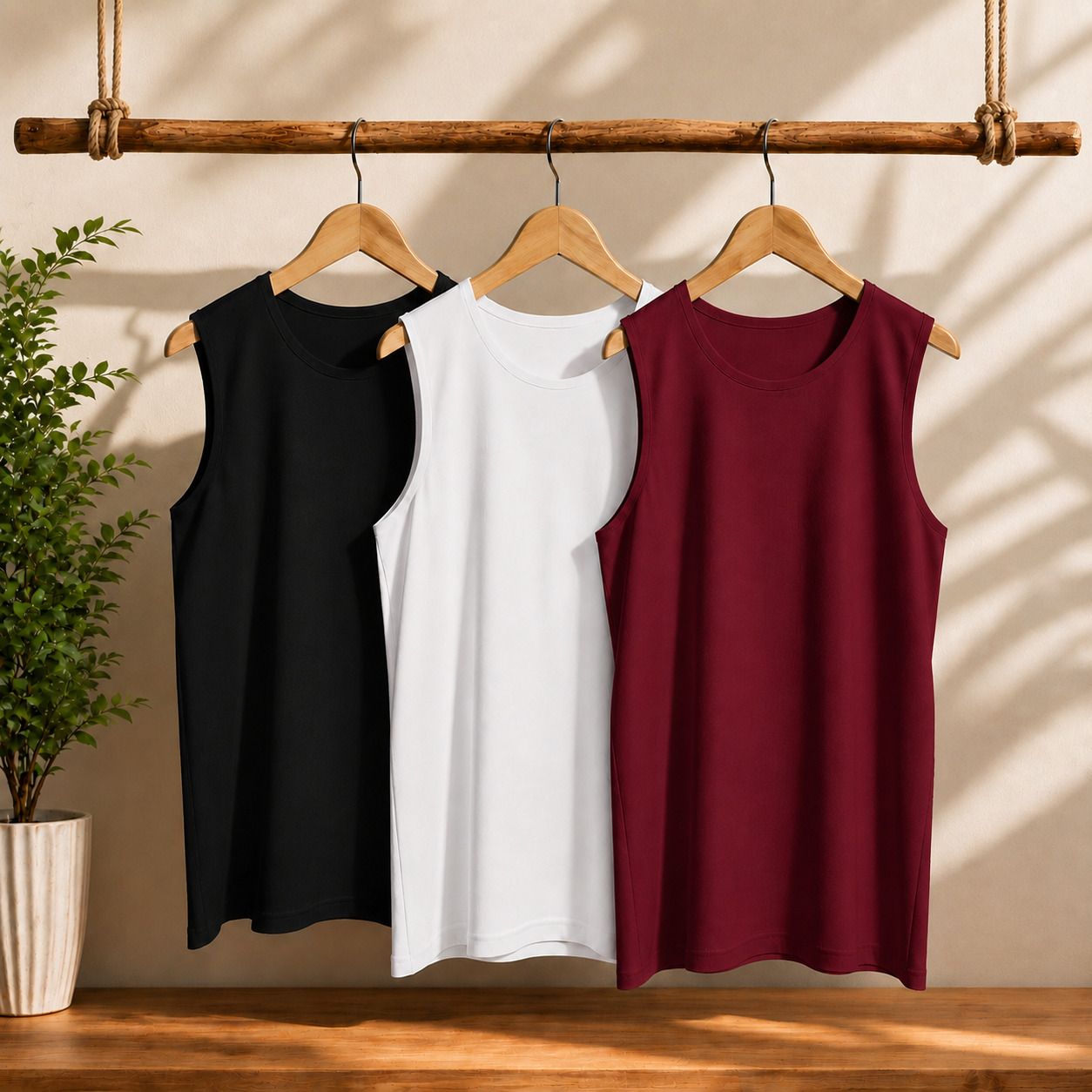 attirelane Pack of 3 Solid Combo Polyster Sando for Men Men Vest-picture-24