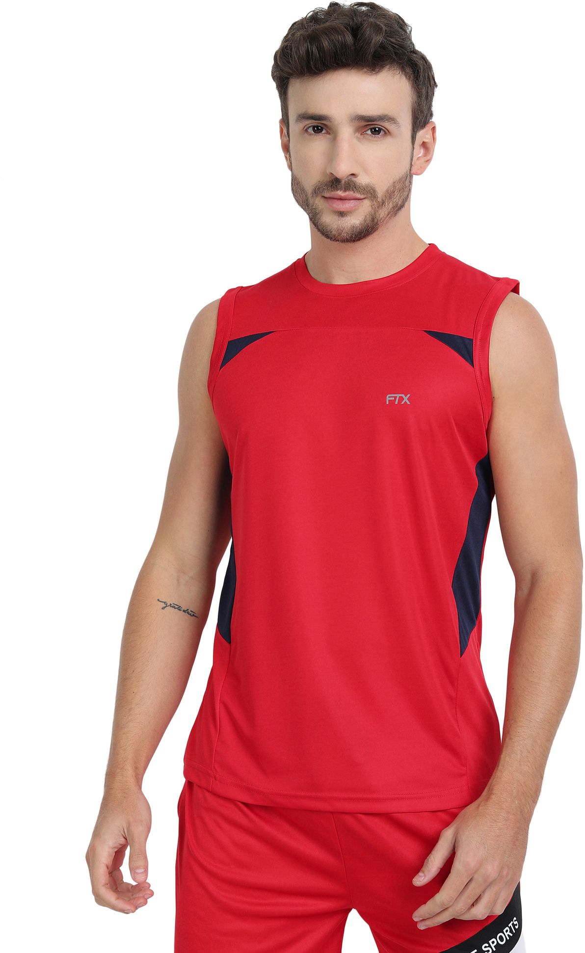 FTX Men Colorblock Round Neck Red Vest Men Vest-picture-37