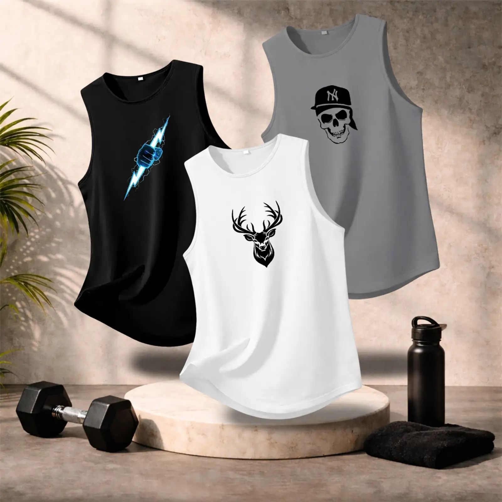 Men Printed Sleeveless Sports Vest | Quick Dry Gym & Workout Tank Top Men Vest-image-1