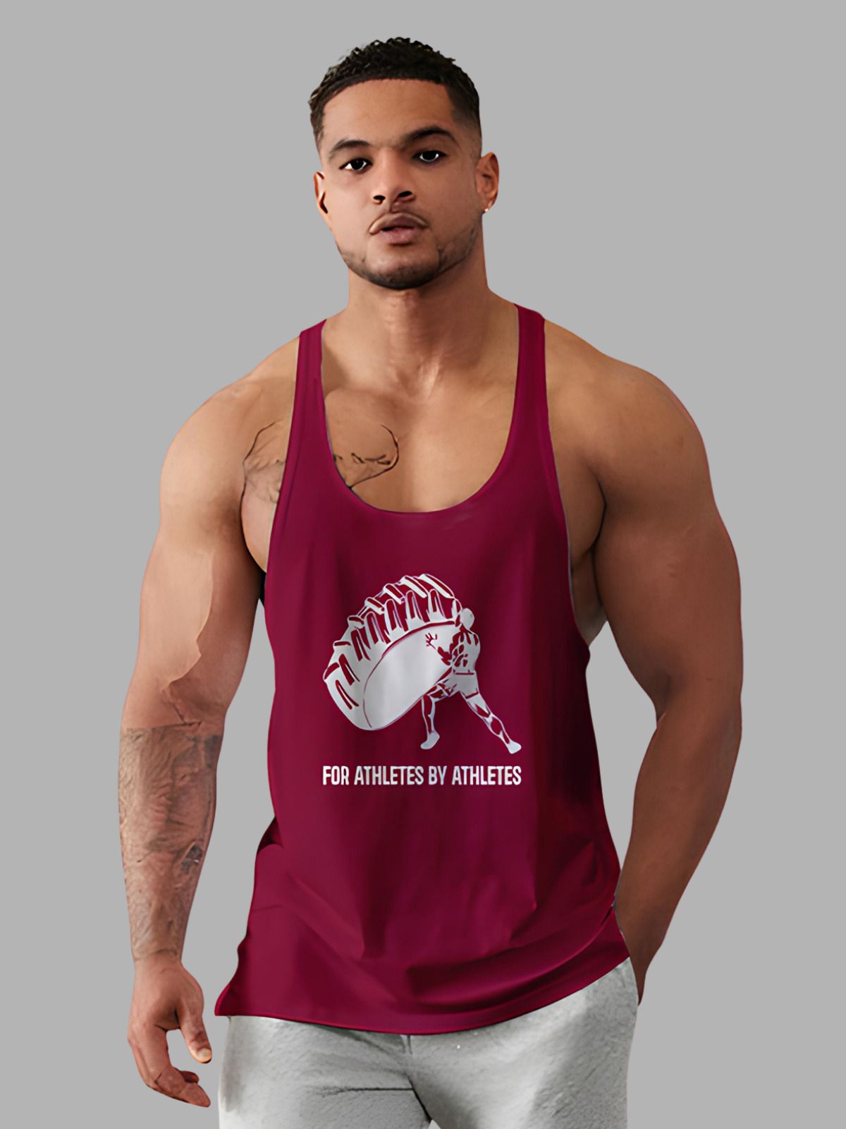 bab Stylish Scoop Neck Printed Vests - For Athletes By Athletes Men Vest-picture-0
