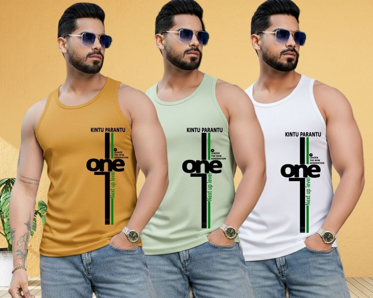 Mens Printed Round Nack Casual Vest Men Vest