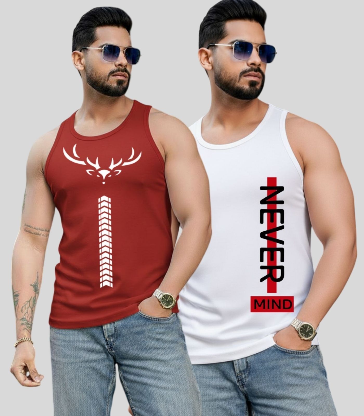 lecowar Mens Printed Round Nack Casual Vest Men Vest-picture-4