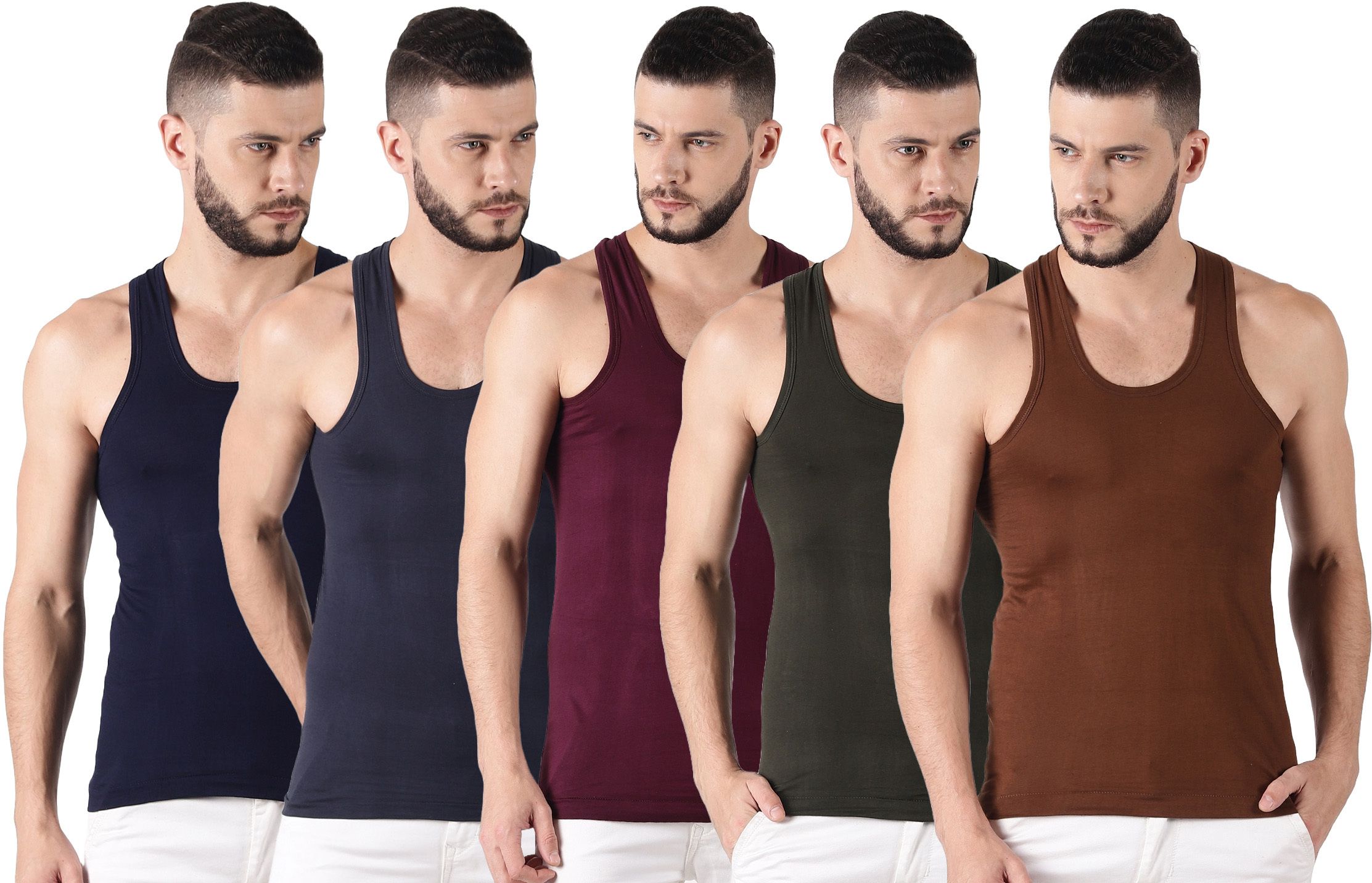 Pack of 5 Dollar Lehar Men Combed Cotton Round Neck Vest -Pack of 5- Colour may Vary Men Vest-image-6