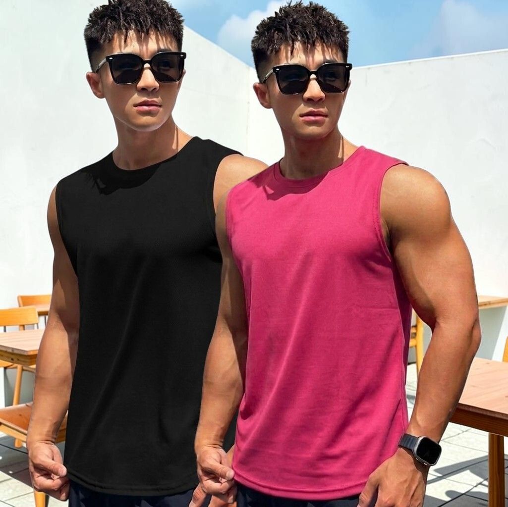 Pack of 2 Solid Print Combo Polyster Sando For Men Men Vest-image-11