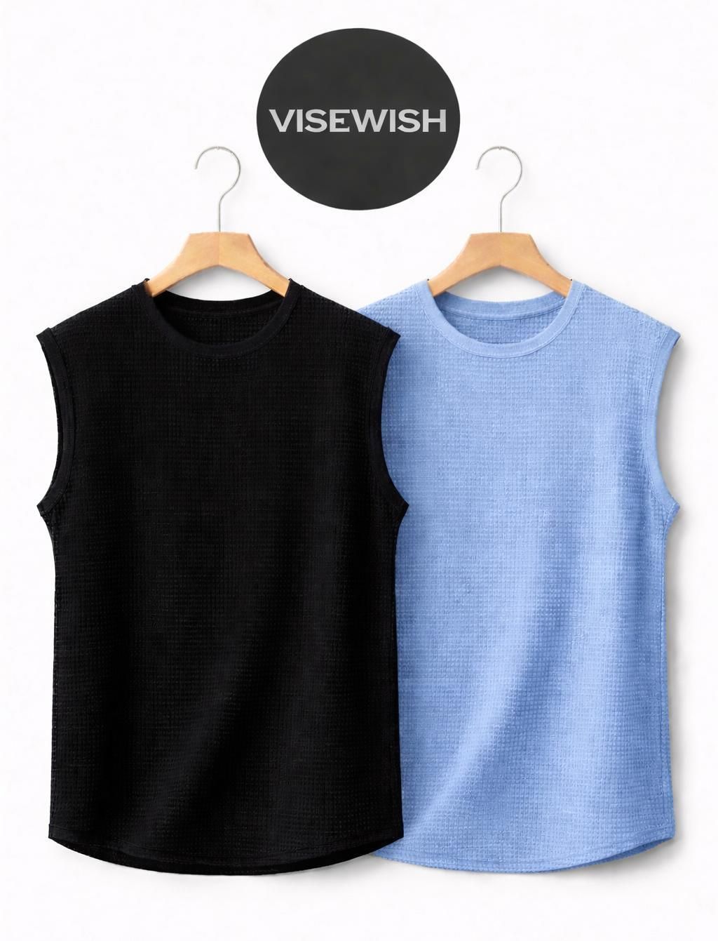 Pack of 2 Casual Textured Muscle Summer Men Vest-image-19