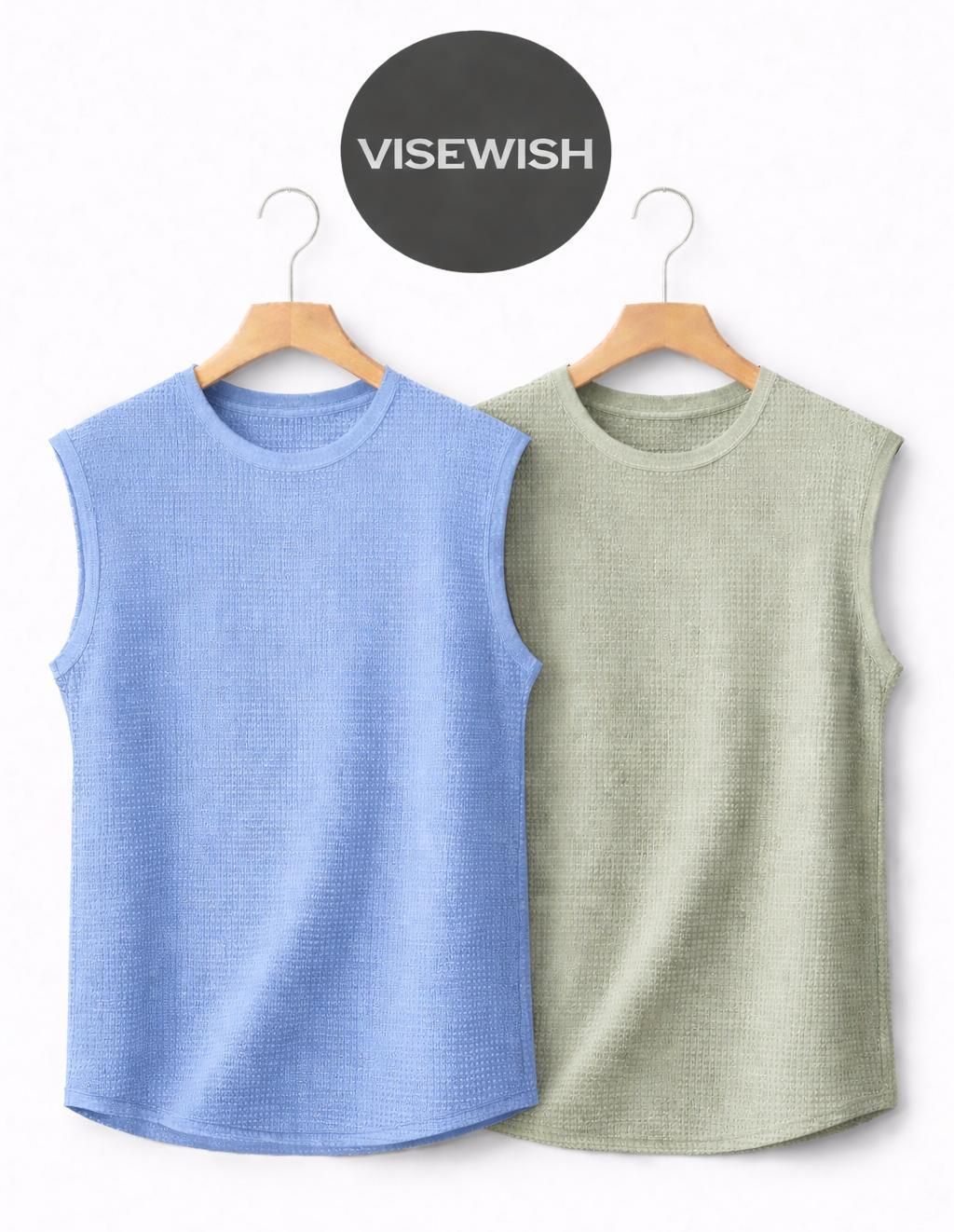 visewish Pack of 2 Casual Textured Muscle Summer Men Vest-picture-10