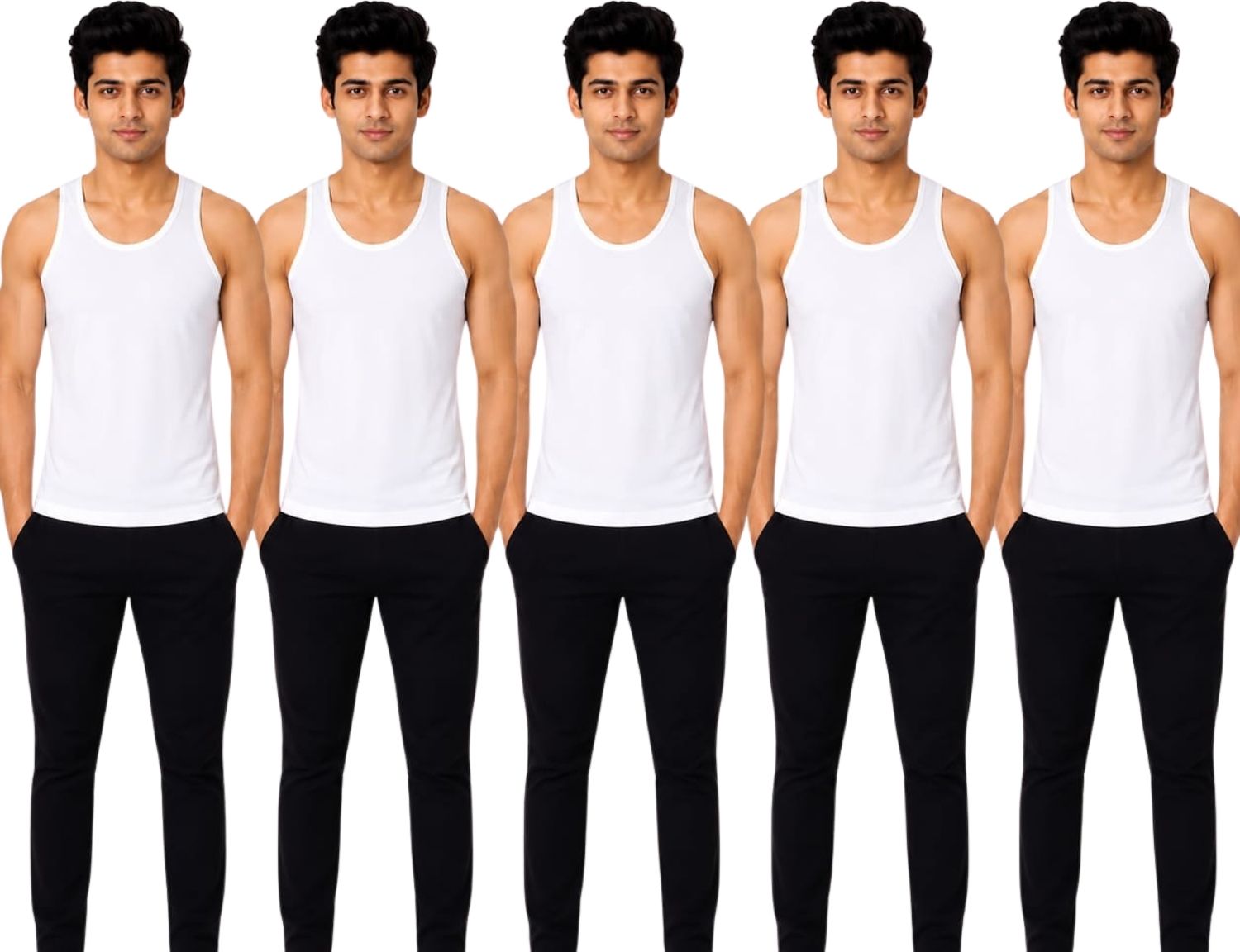Pack of 5 100% Cotton Anti-Bacterial Neck Shape Soft Men’s Inner Baniyan Vest Code-31 Men Vest-image-13