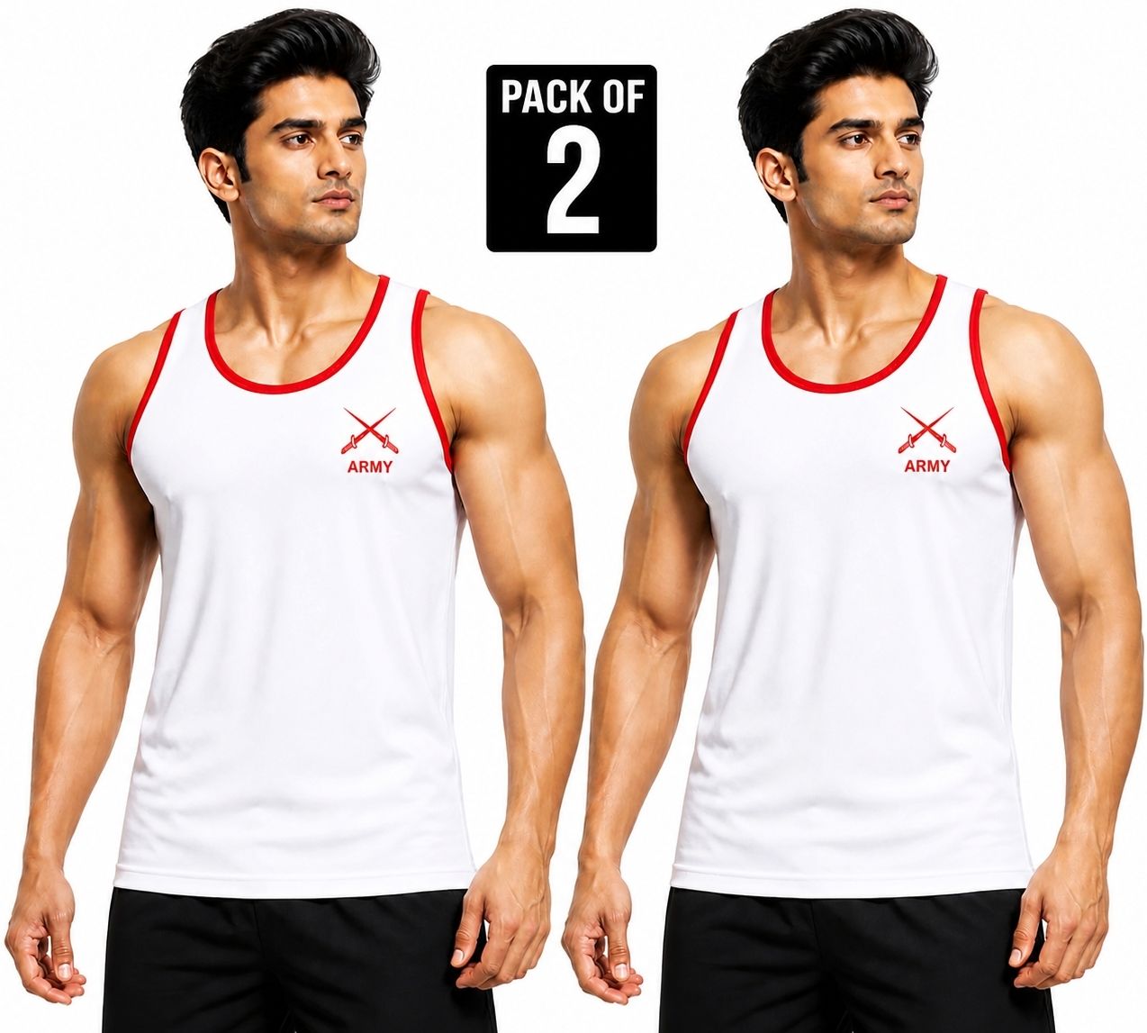 ts infinity sports Pack of 2 Gym and Running Vest, Army print vest Men Vest-picture-14