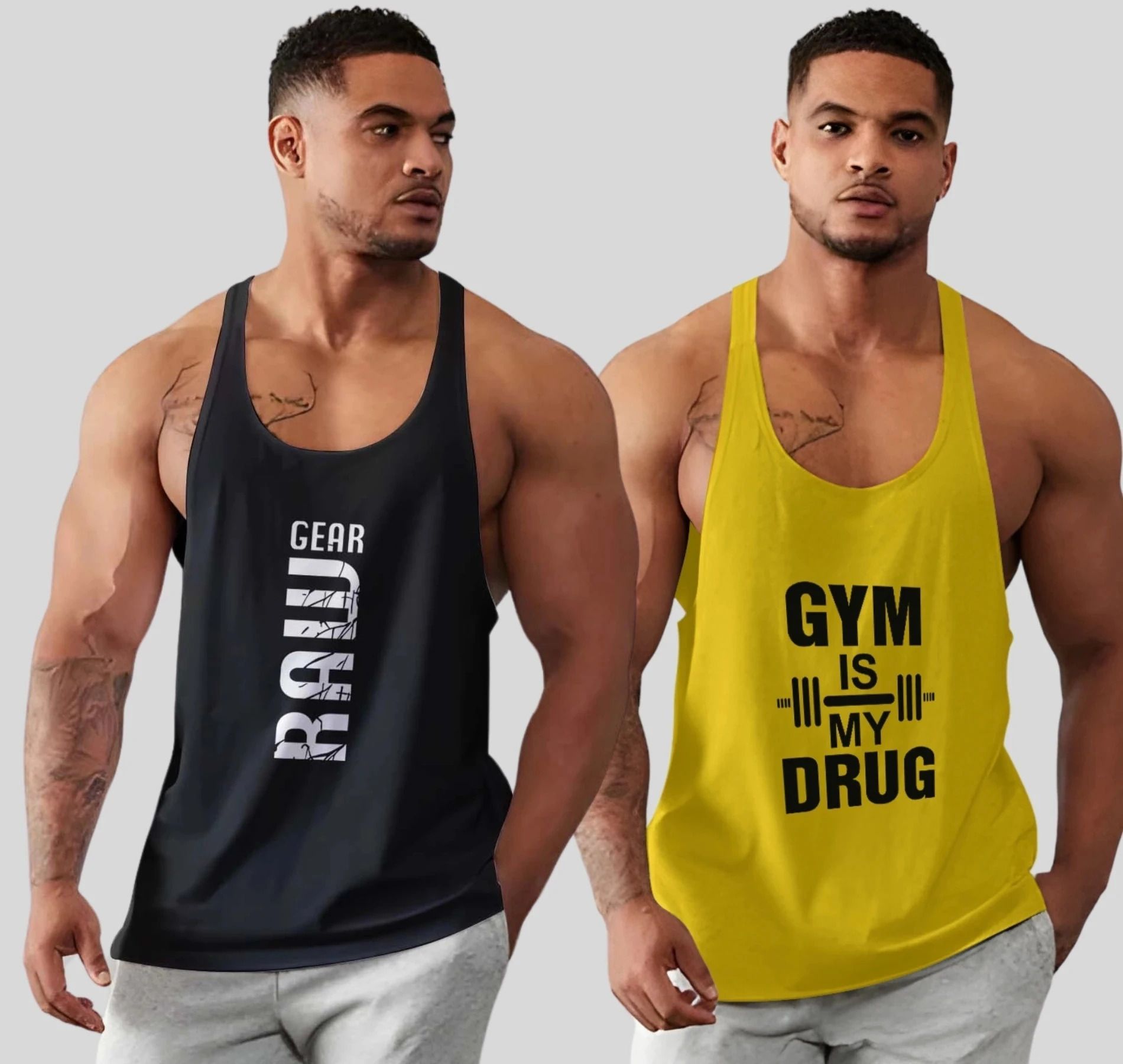 bab Pack of 2 Gear Raw/Gym is My Drug Men Vest Men Vest-picture-8