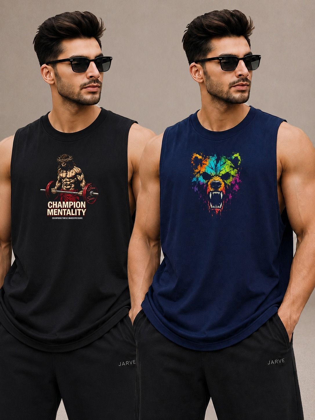 Men's Printed Comfort Fit Sleeveless Gym Vest Men Vest-image-14