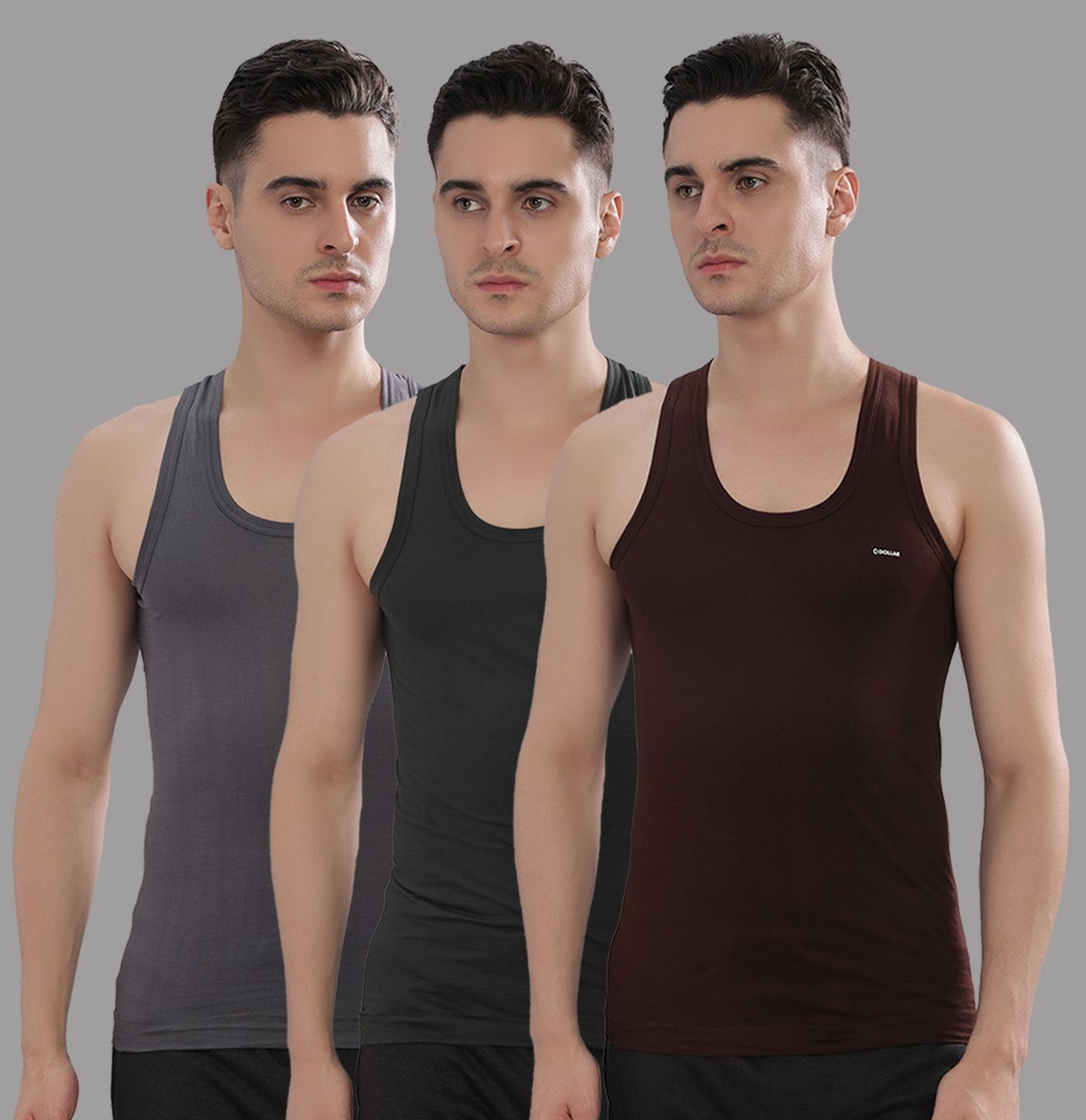 dollar bigboss Pack of 3 Fine RN Combed Cotton Shrinkless Men Vest-picture-24
