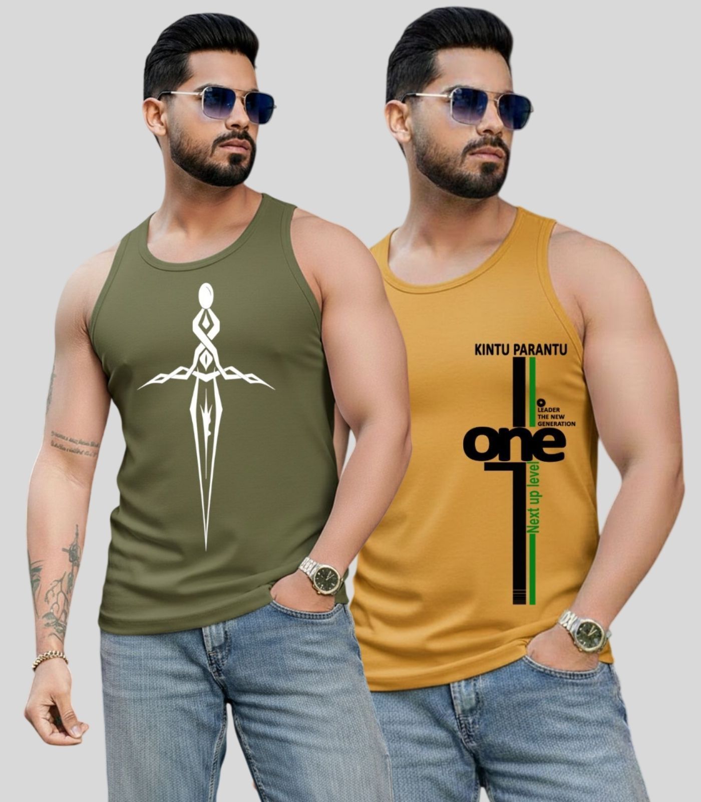 lecowar Mens Printed Round Nack Casual Vest Men Vest-picture-3