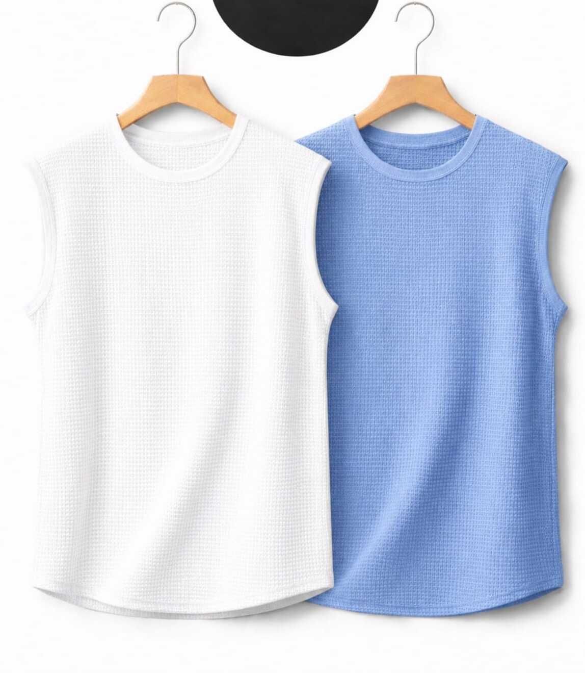 Pack of 2 Casual Textured Muscle Summer Men Vest-image-15