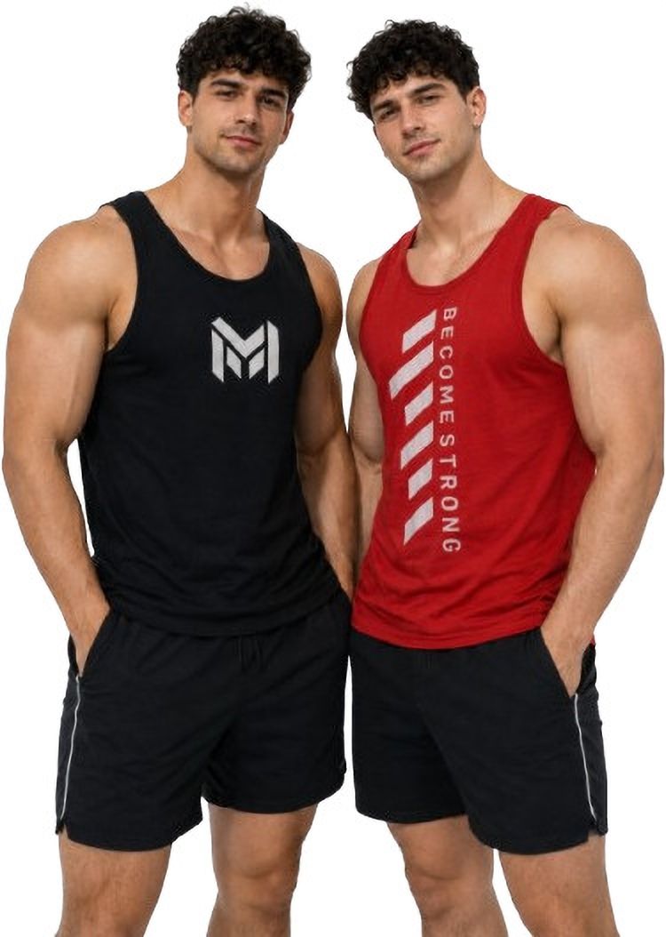 Pack of 2 Premium Polyester Fabric Round Neck Sleeveless Gym Vest or Gym Sando Men Vest-image-5