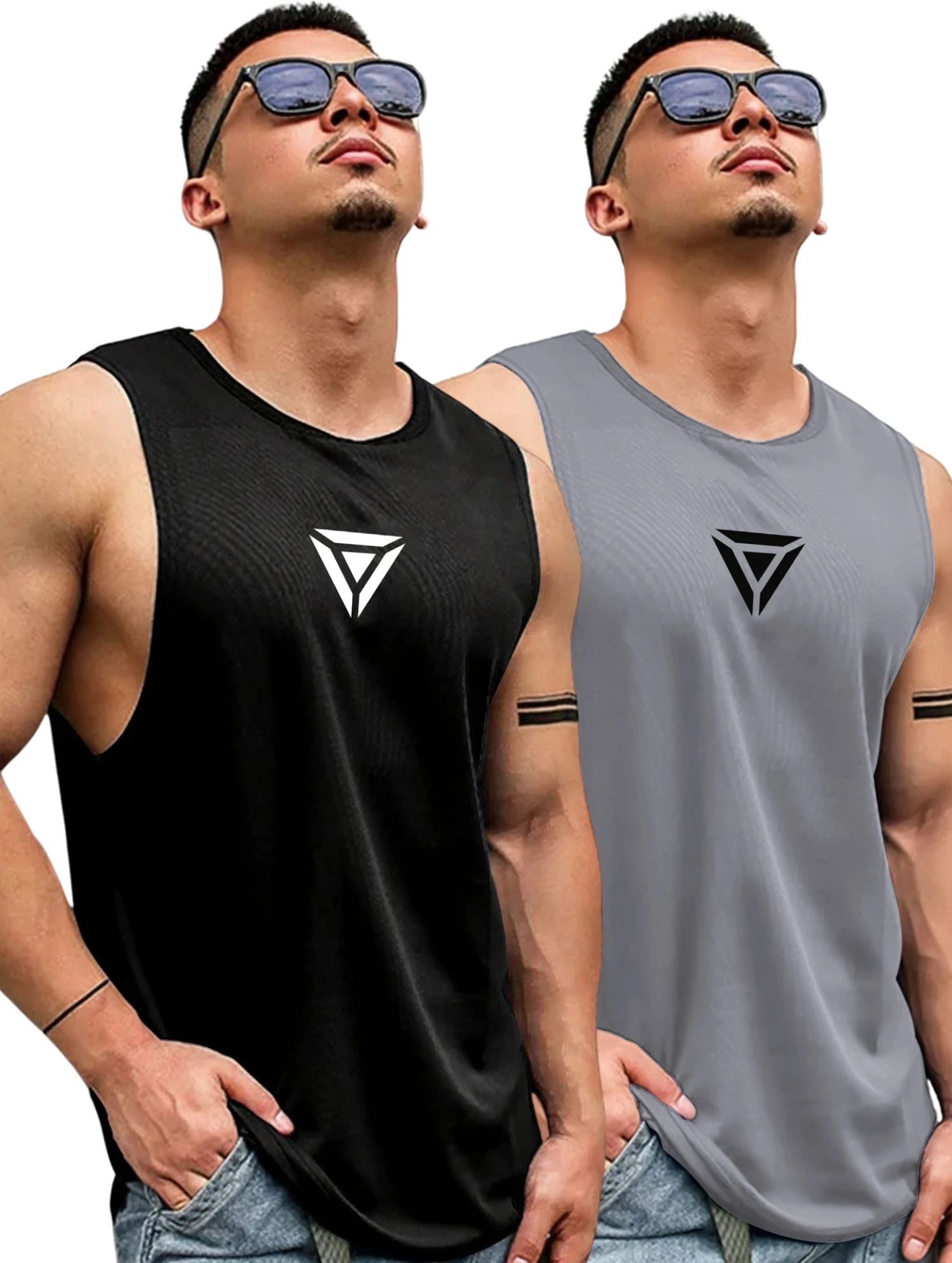 jump cuts Pack of 2 Mens Gym Vest Men Vest-picture-26