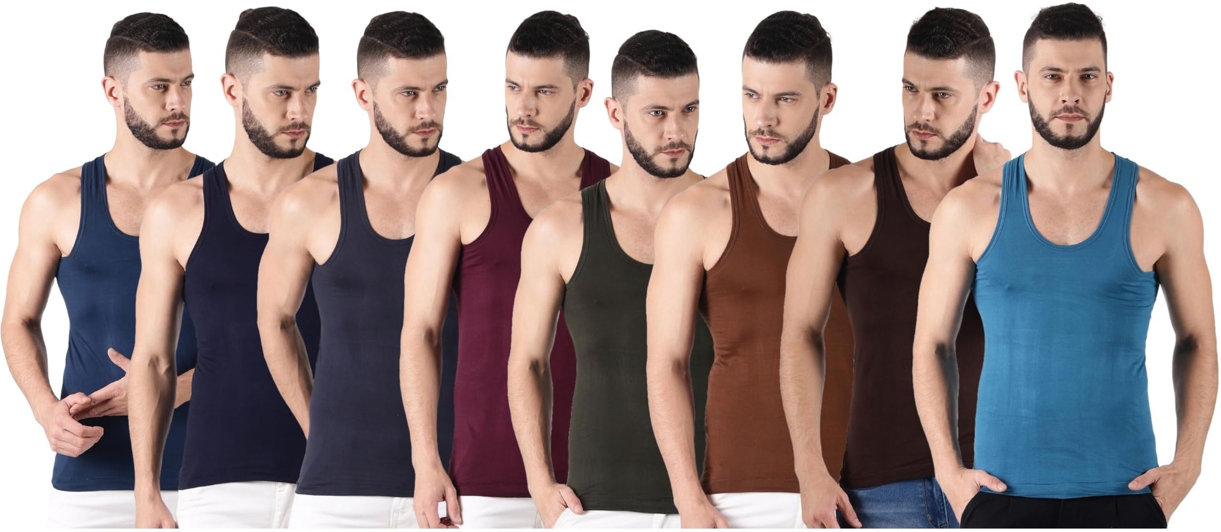 fayrouz Pack of 8 Men's Cotton Vest Sleeveless Combo Pack Men Vest-picture-29