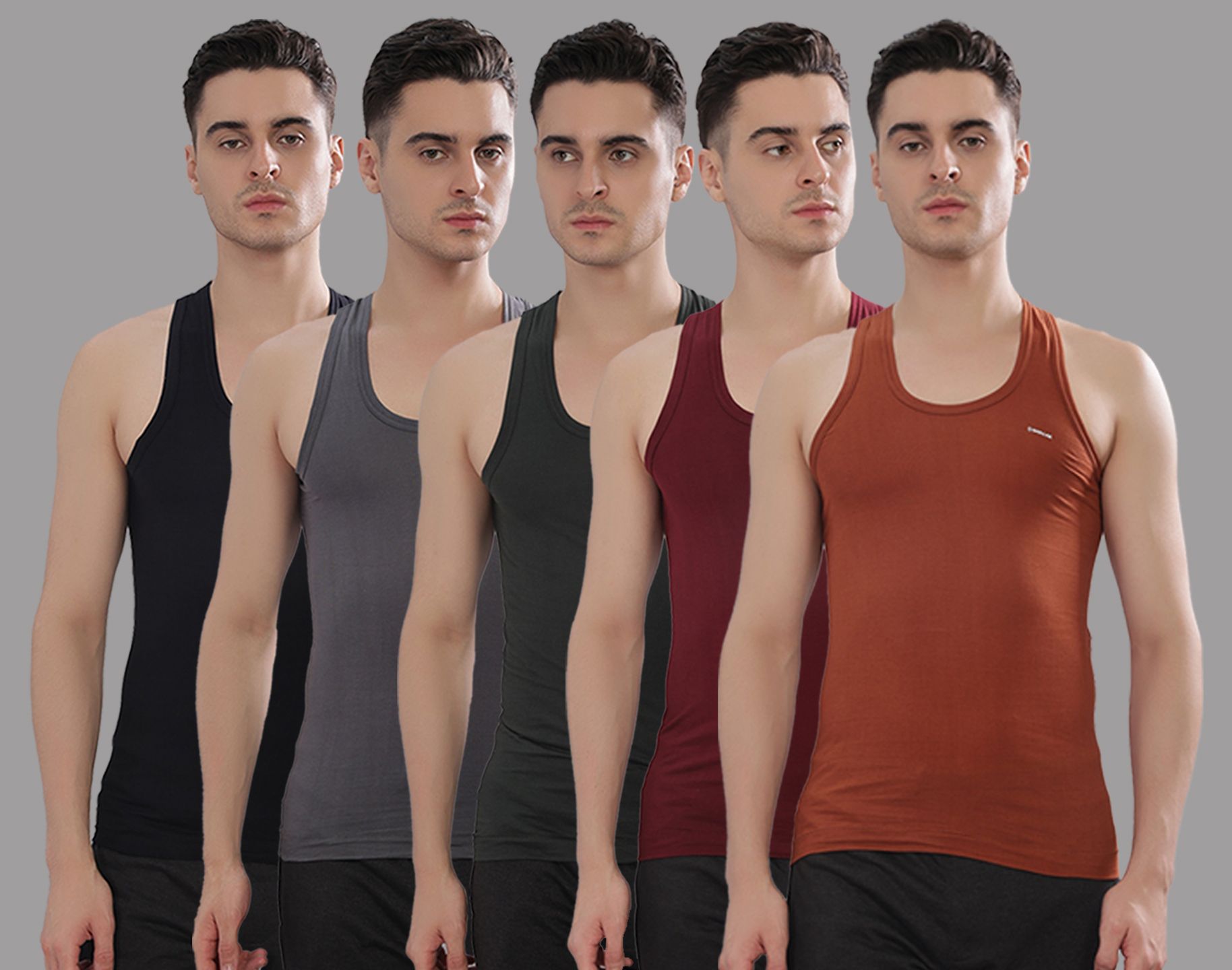 bigboss Pack of 5 Fine RN Combed Cotton Shrinkless Men Vest-picture-19