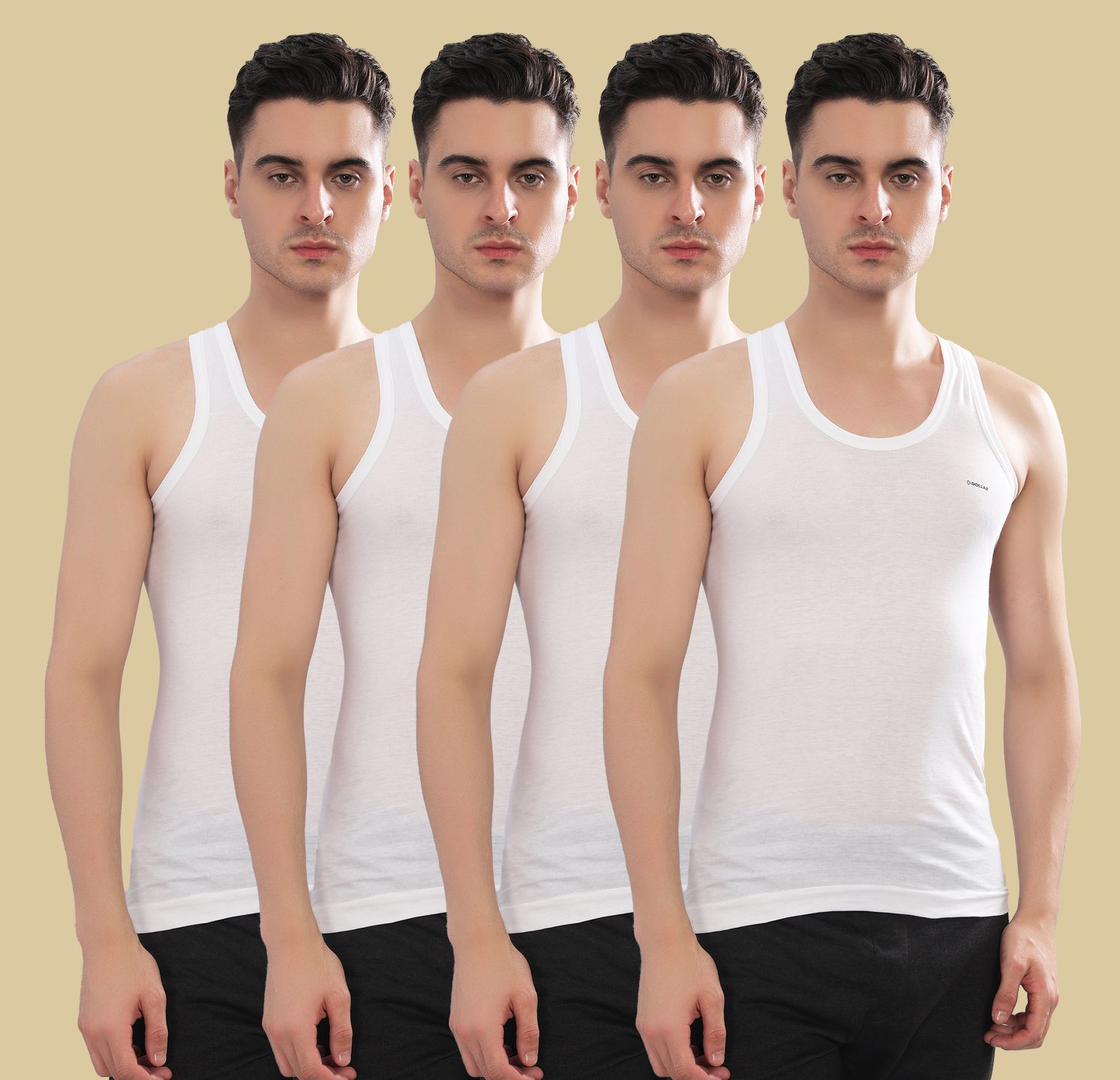 dollar bigboss Pack of 4 Fine RN Combed Cotton Shrinkless Men Vest-picture-22
