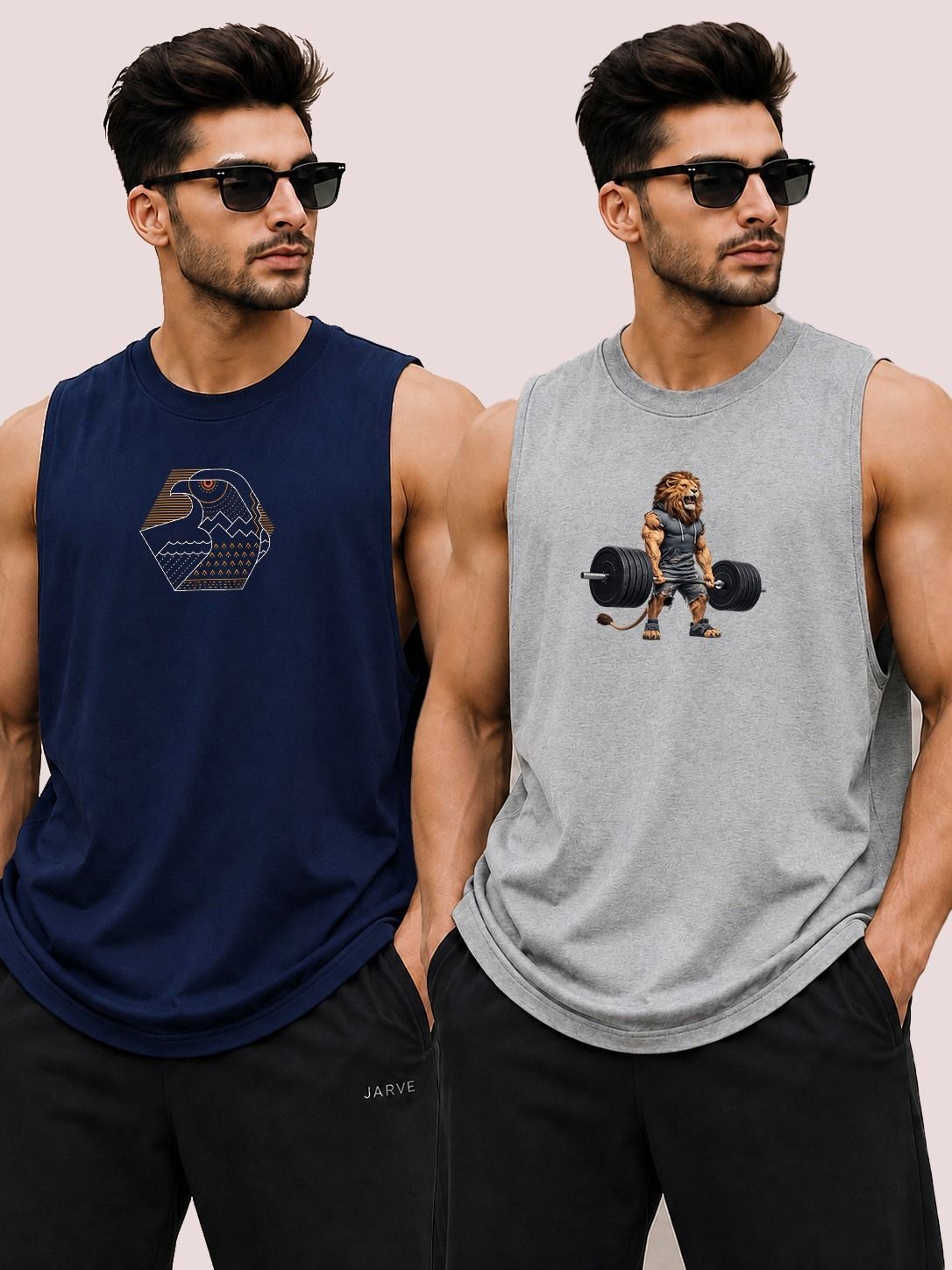 Men's Printed Comfort Fit Sleeveless Gym Vest Men Vest-image-4
