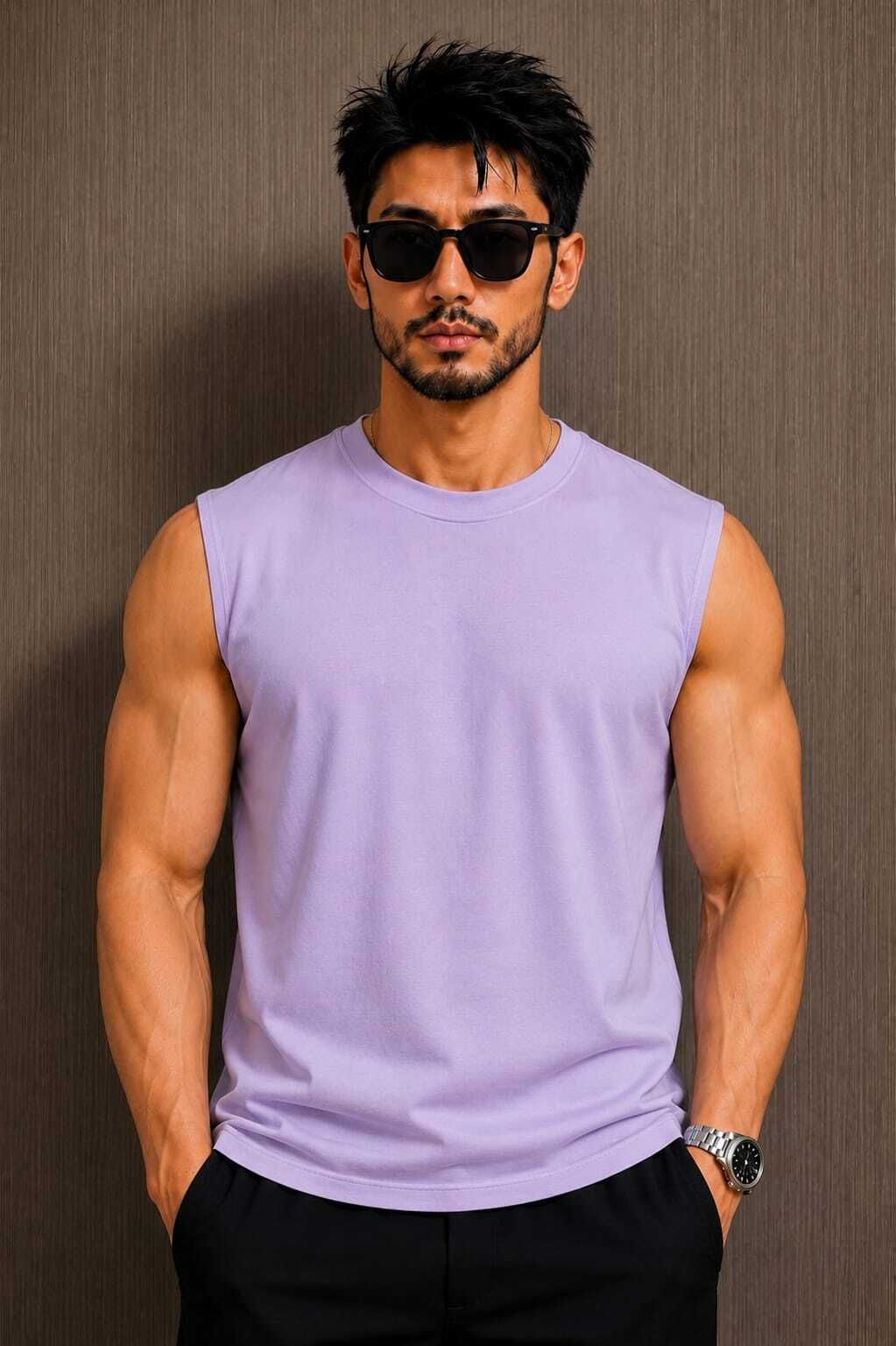 modex MEN VEST LOVENDER POLYCOTTON Men Vest-picture-42