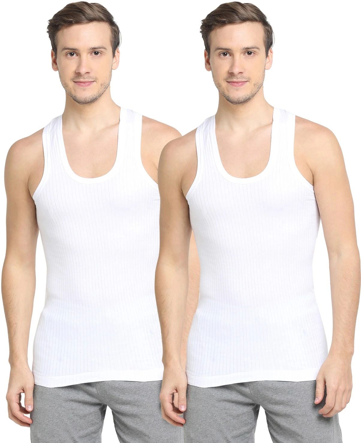 Pack of 2 Sleeveless Cotton No Side Seams Men Vest-image-12