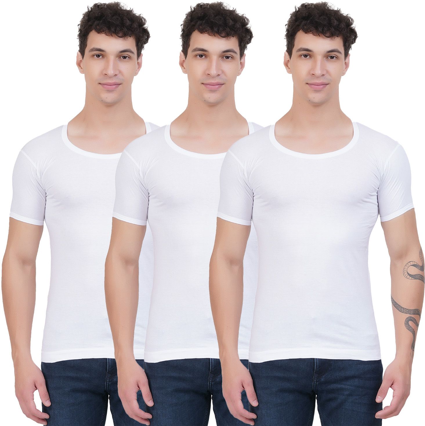 beone Pack of 3 Men's Halfsleeve Vest Men Vest-picture-0
