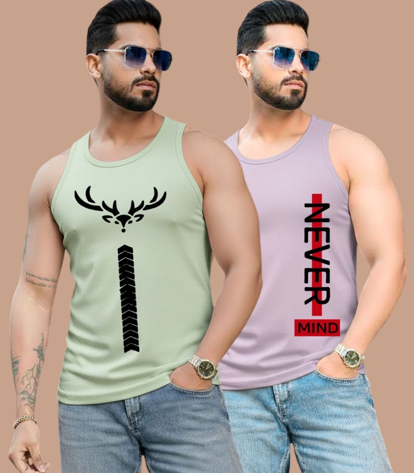 lecowar Mens Printed Round Nack Casual Vest Men Vest-picture-16