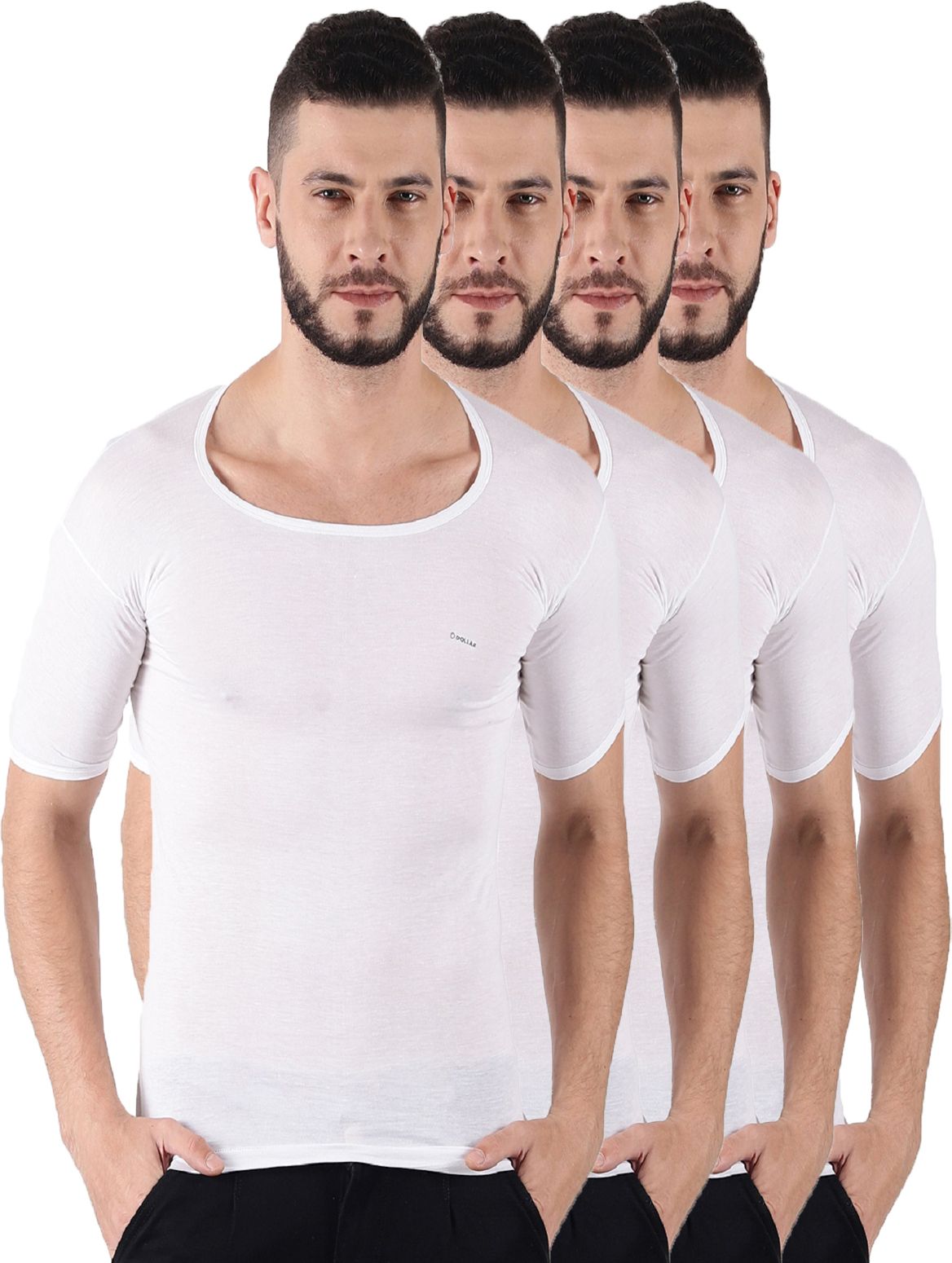 Pack of 4 Dollar Lehar Combed Cotton Men's White Vest Men Vest