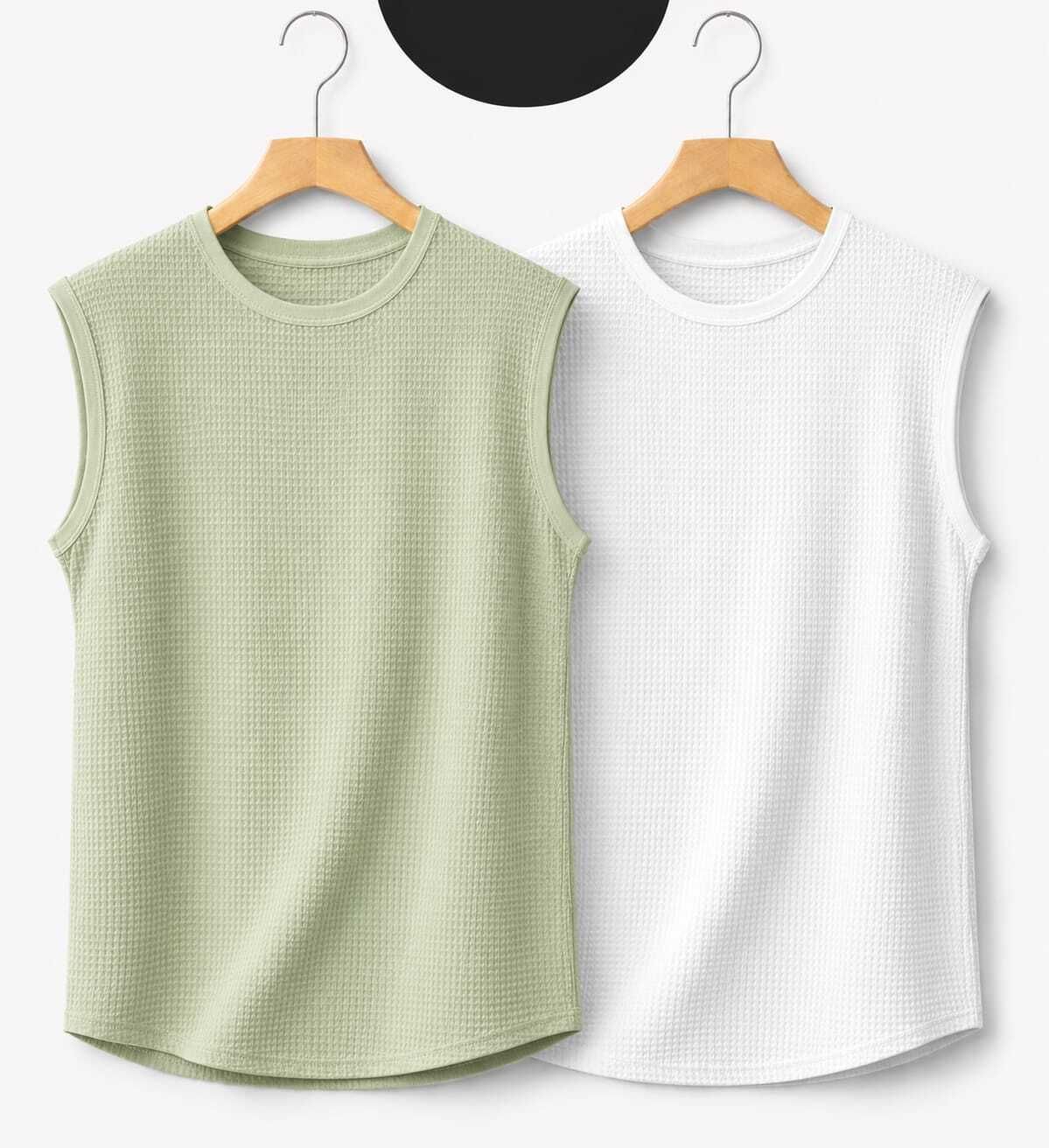 Pack of 2 Casual Textured Muscle Summer Men Vest-image-17