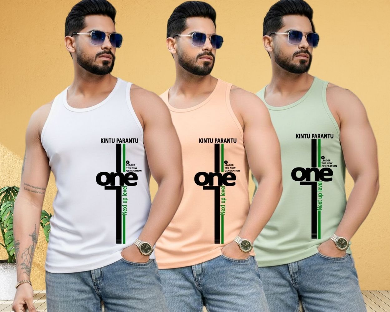 Mens Printed Round Nack Casual Vest Men Vest