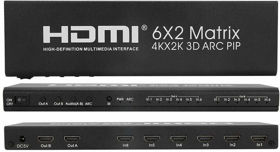 Tobo HDMI Matrix Switch, 6x2 Five Home Ultra HD 4K x 2K 6 in 2 Out HDMI True Matrix 32 inch Blu-ray Player-picture-19