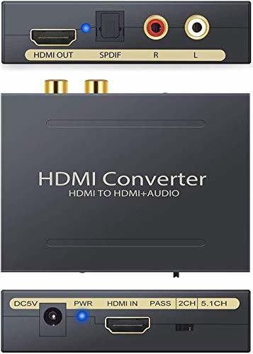 VOOCME 4K HDMI Audio Extractor HDMI to HDMI + Optical TOSLINK SPDIF + Analog RCA L/R 0 inch Blu-ray Player