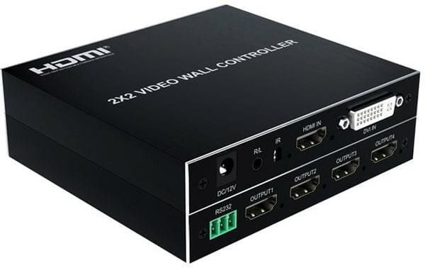 microware 2x2 Video Wall Controller 1 HDMI/DVI Input 4 HDMI Output with RS232 Control 32 inch Blu-ray Player-image-3