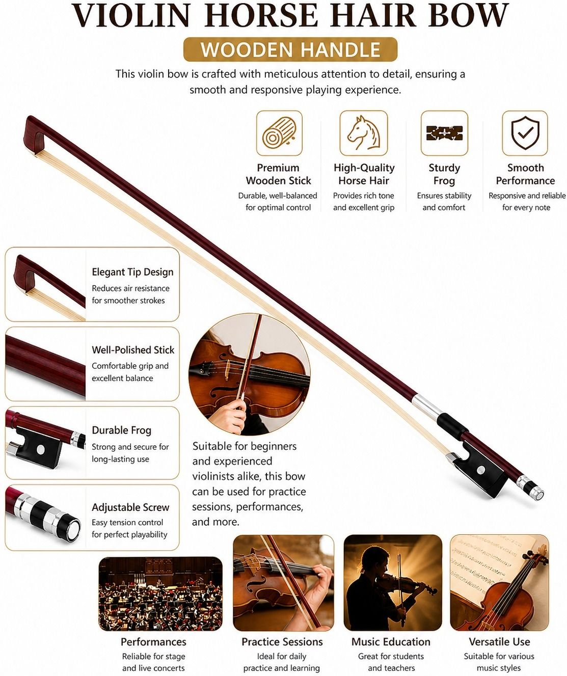 musiking 4/4 Violin Bow-picture-40