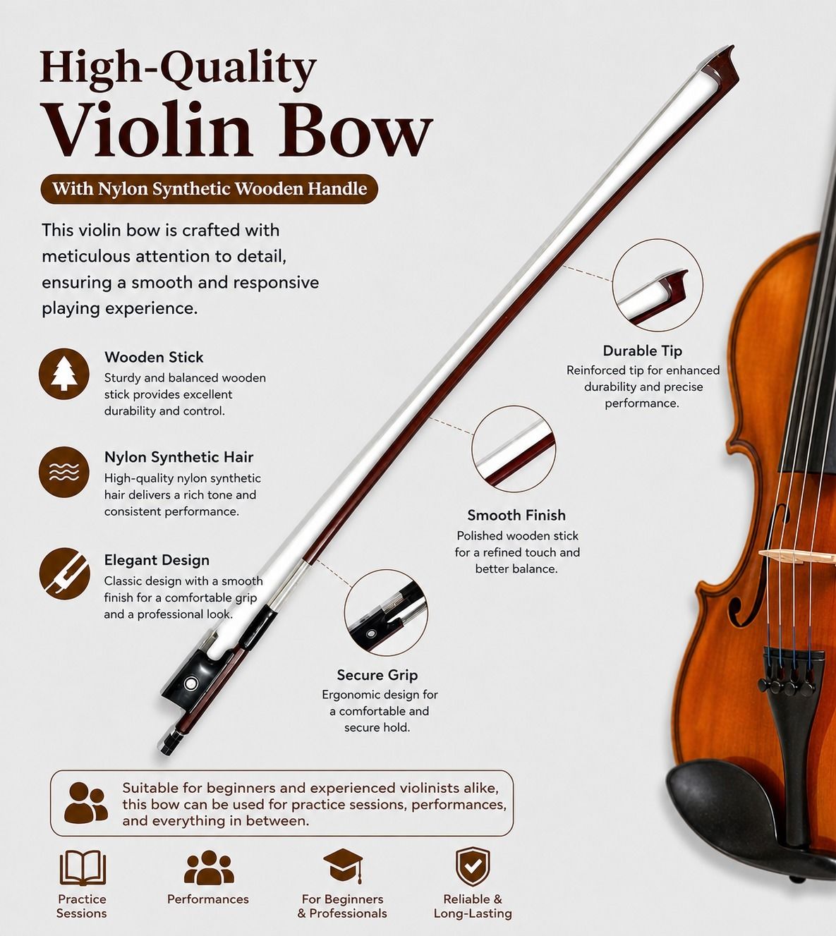 musiking 4/4 Violin Bow-picture-19