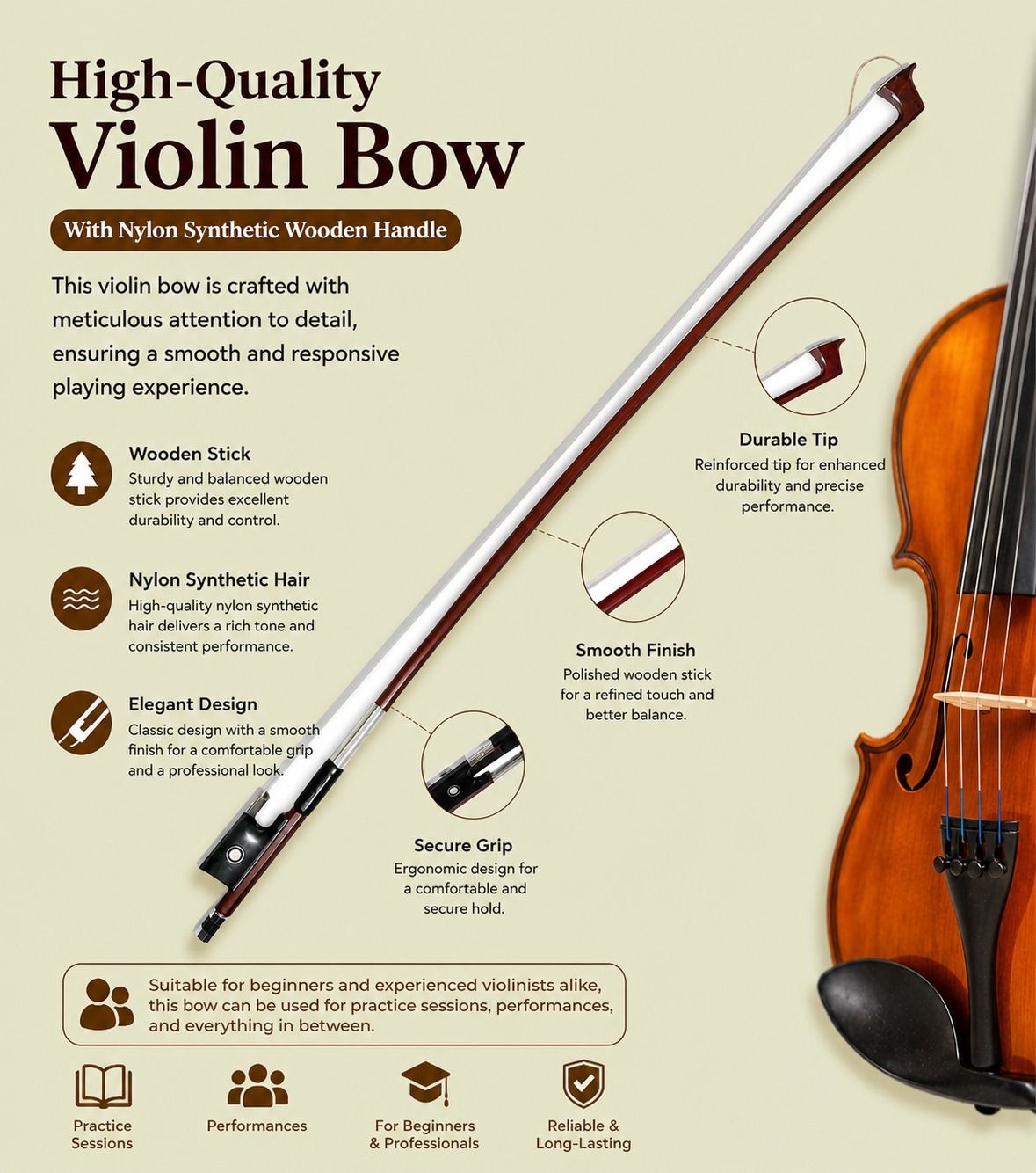 musiking 4/4 Violin Bow-picture-31