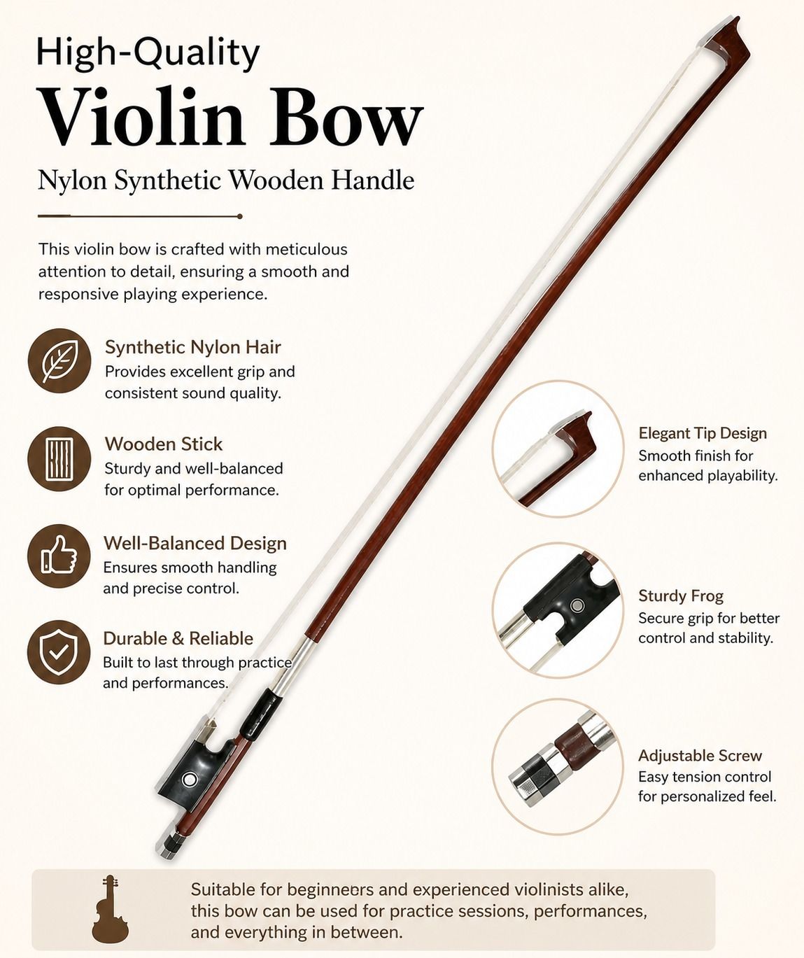 musiking 4/4 Violin Bow-picture-23