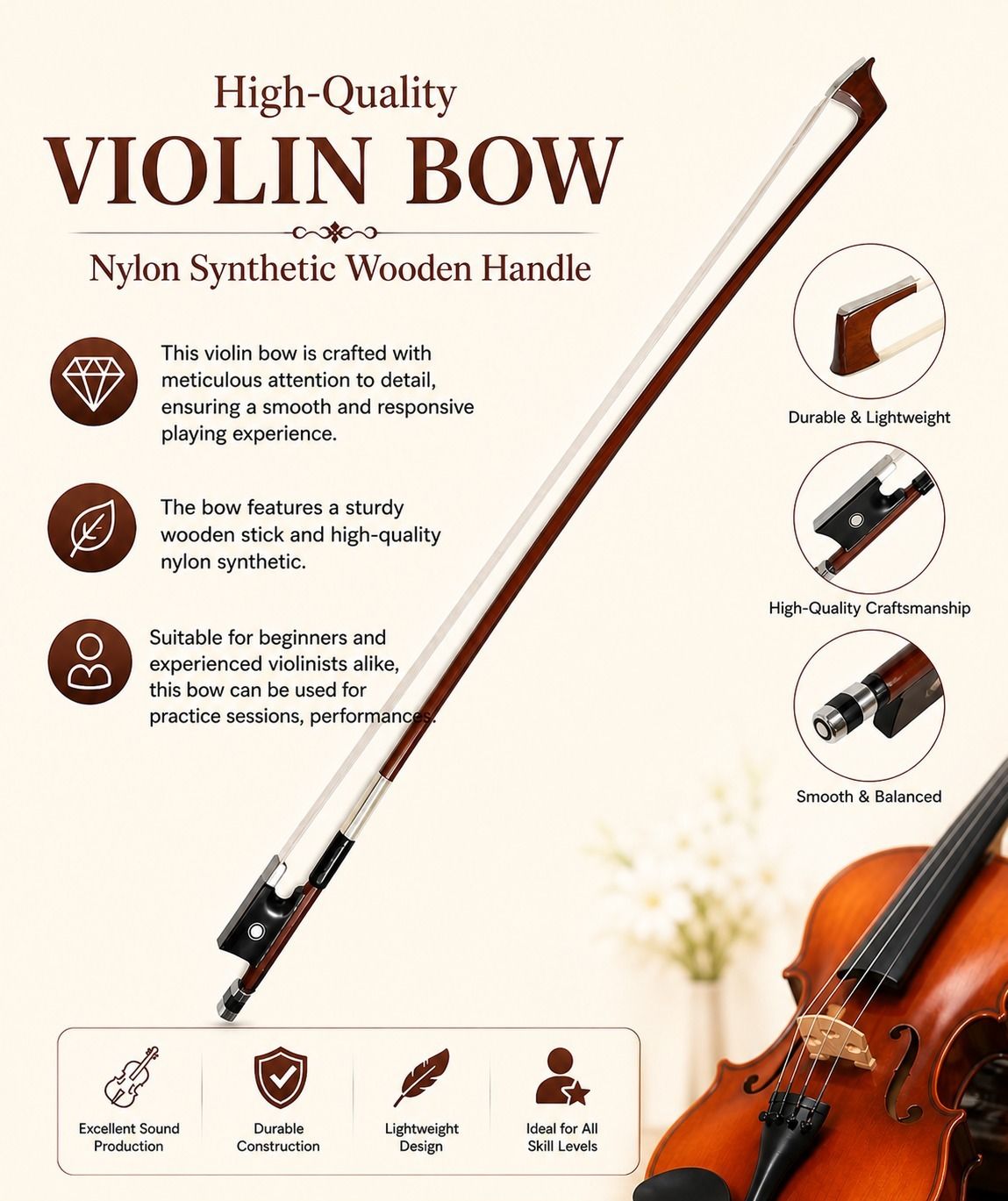 music galaxy 4/4 Violin Bow-picture-11