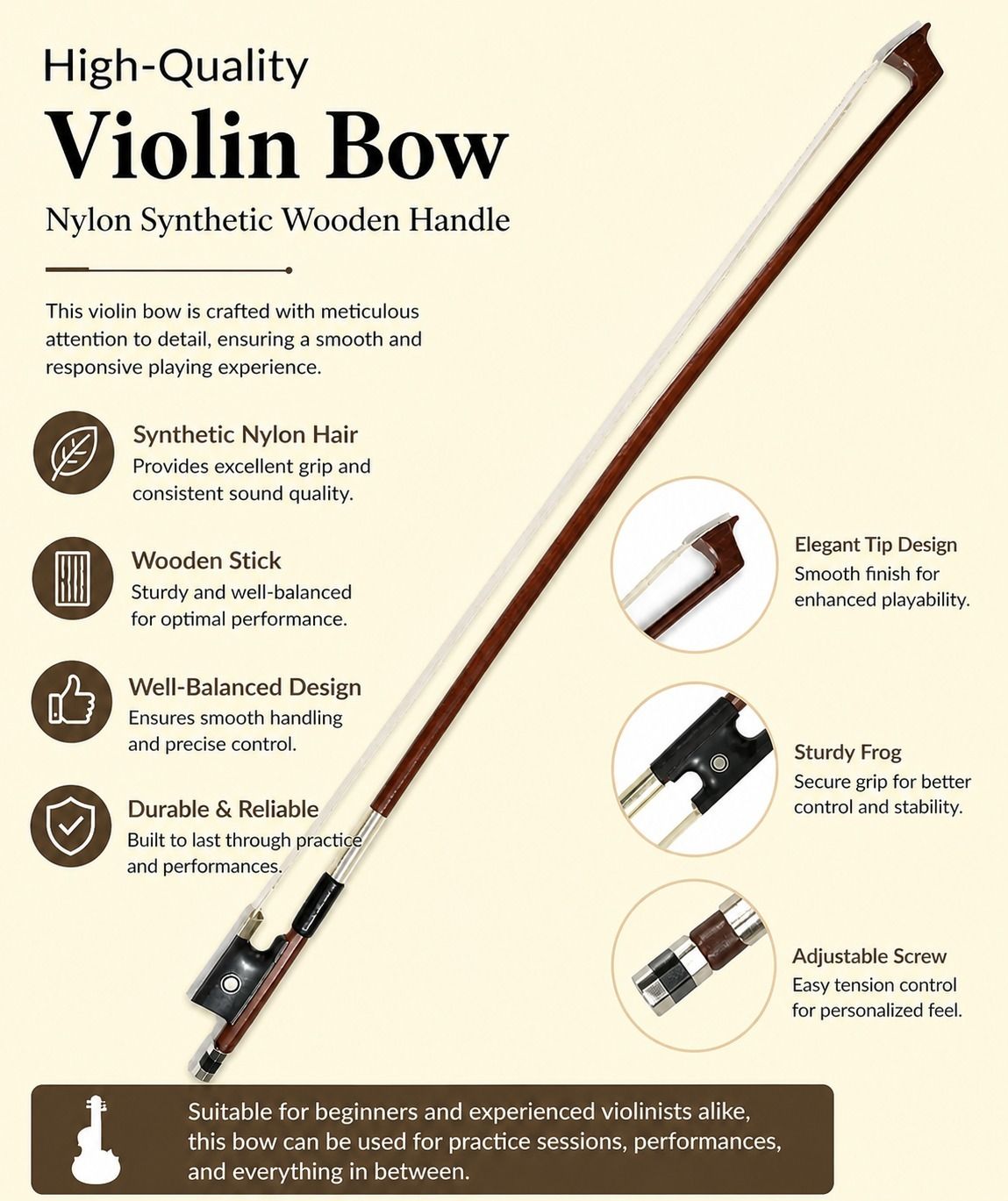 music galaxy 4/4 Violin Bow-picture-12