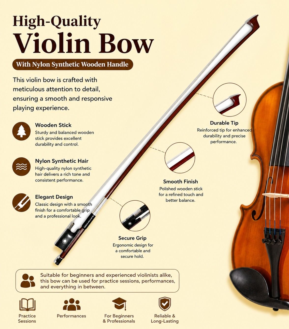 musiking 4/4 Violin Bow-picture-11