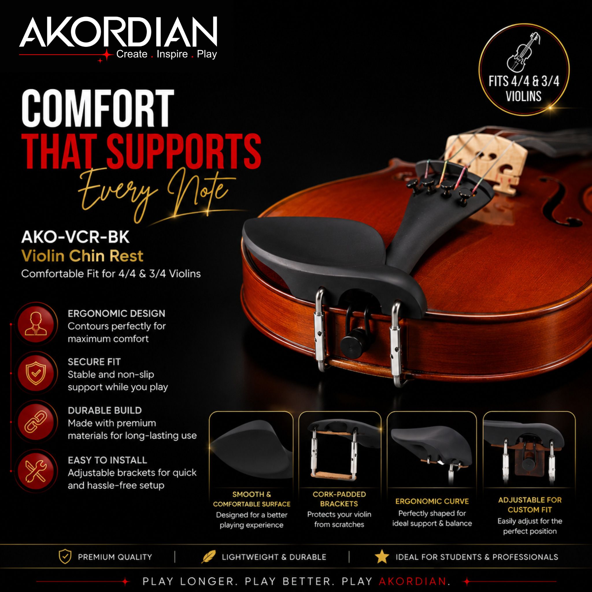 Center Violin Chin Rest Violin Chinrest-image-37