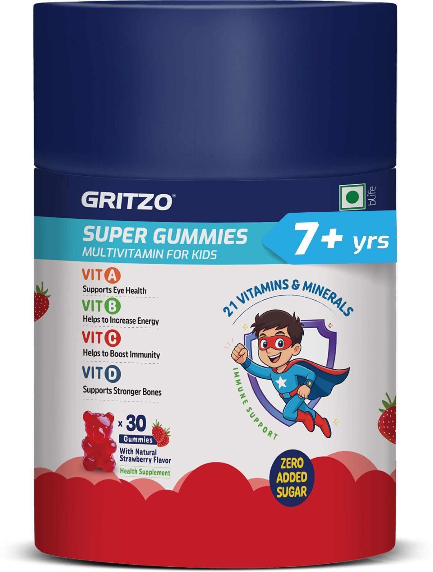 Super Gummies Multivitamin for Kids, 7+ Years, Natural Strawberry-image-6
