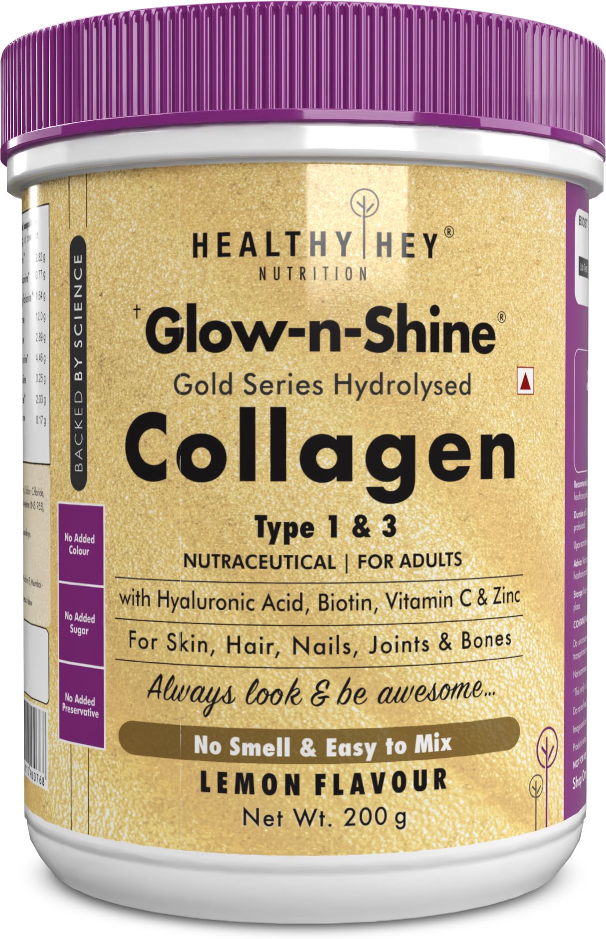 Skin Support - Glow-n-Shine|Hydrolysed Collagen Powder for Women & Men - Lemon-image-24